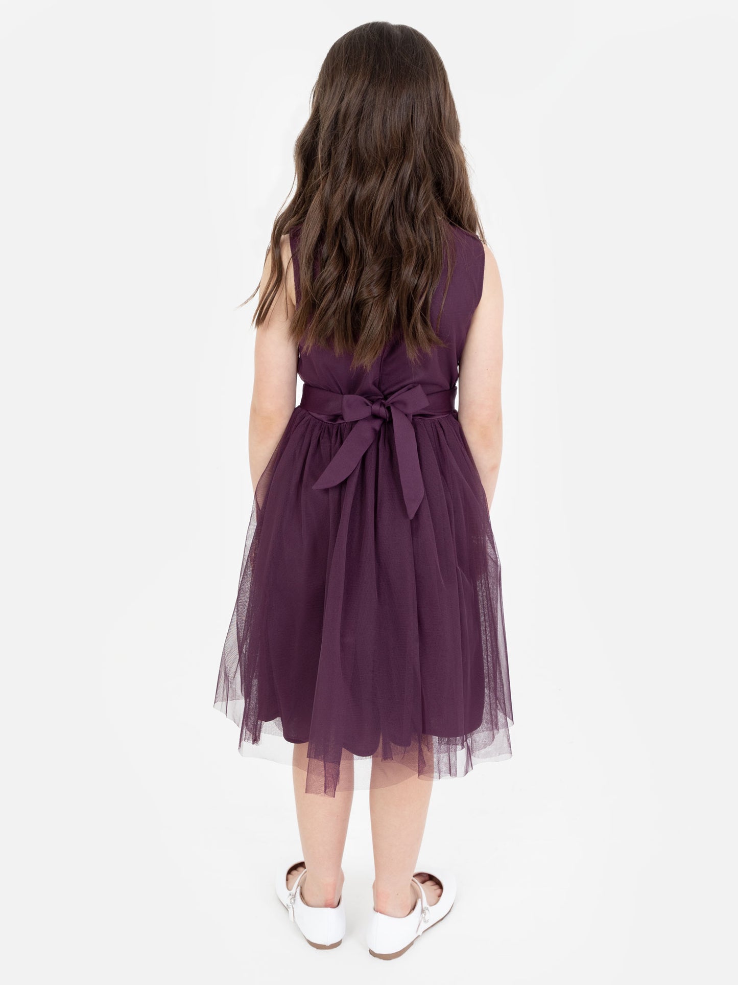 Mini Maya Berry Delicate Sequin Midi Dress With Bow