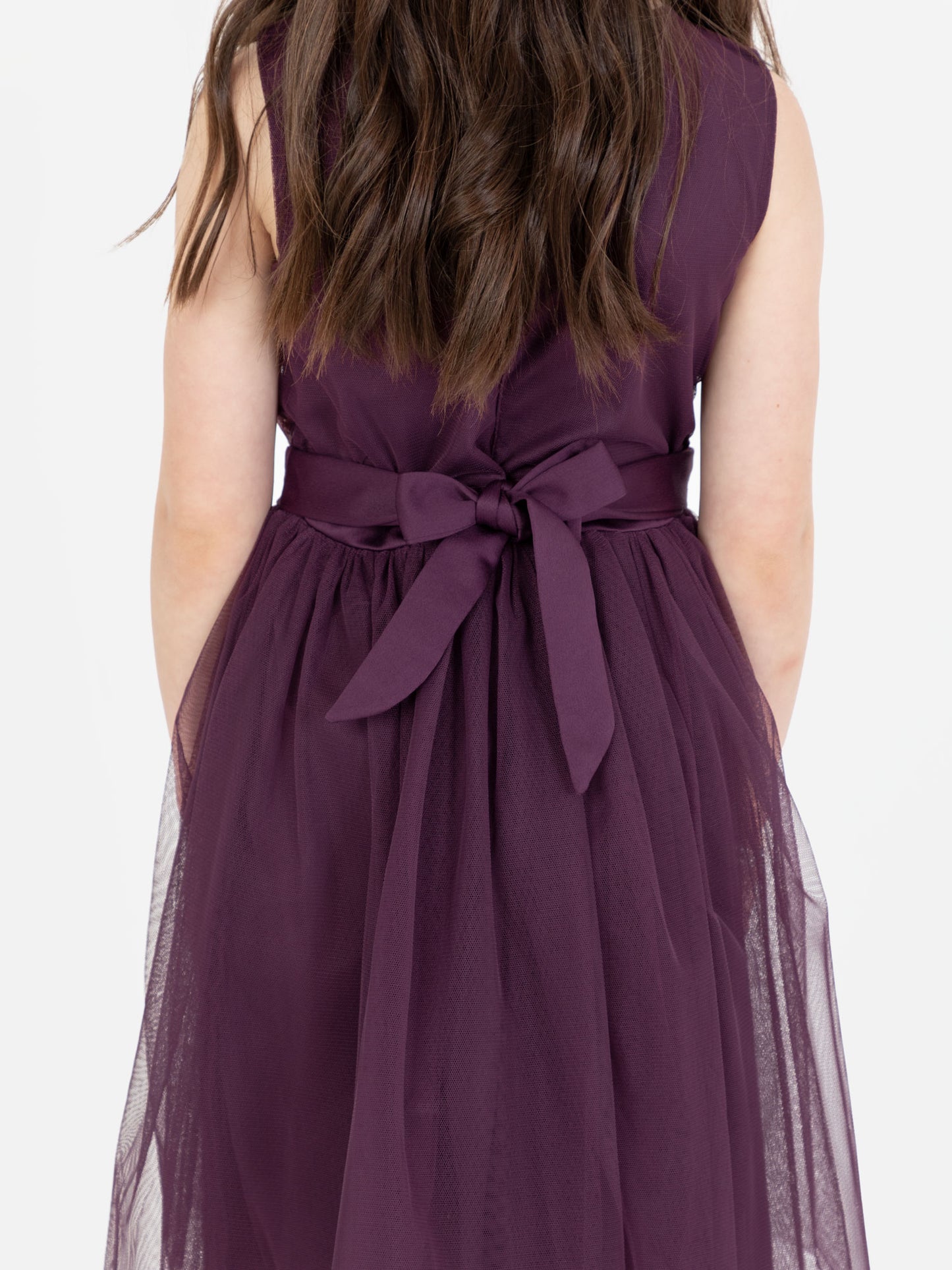 Mini Maya Berry Delicate Sequin Midi Dress With Bow