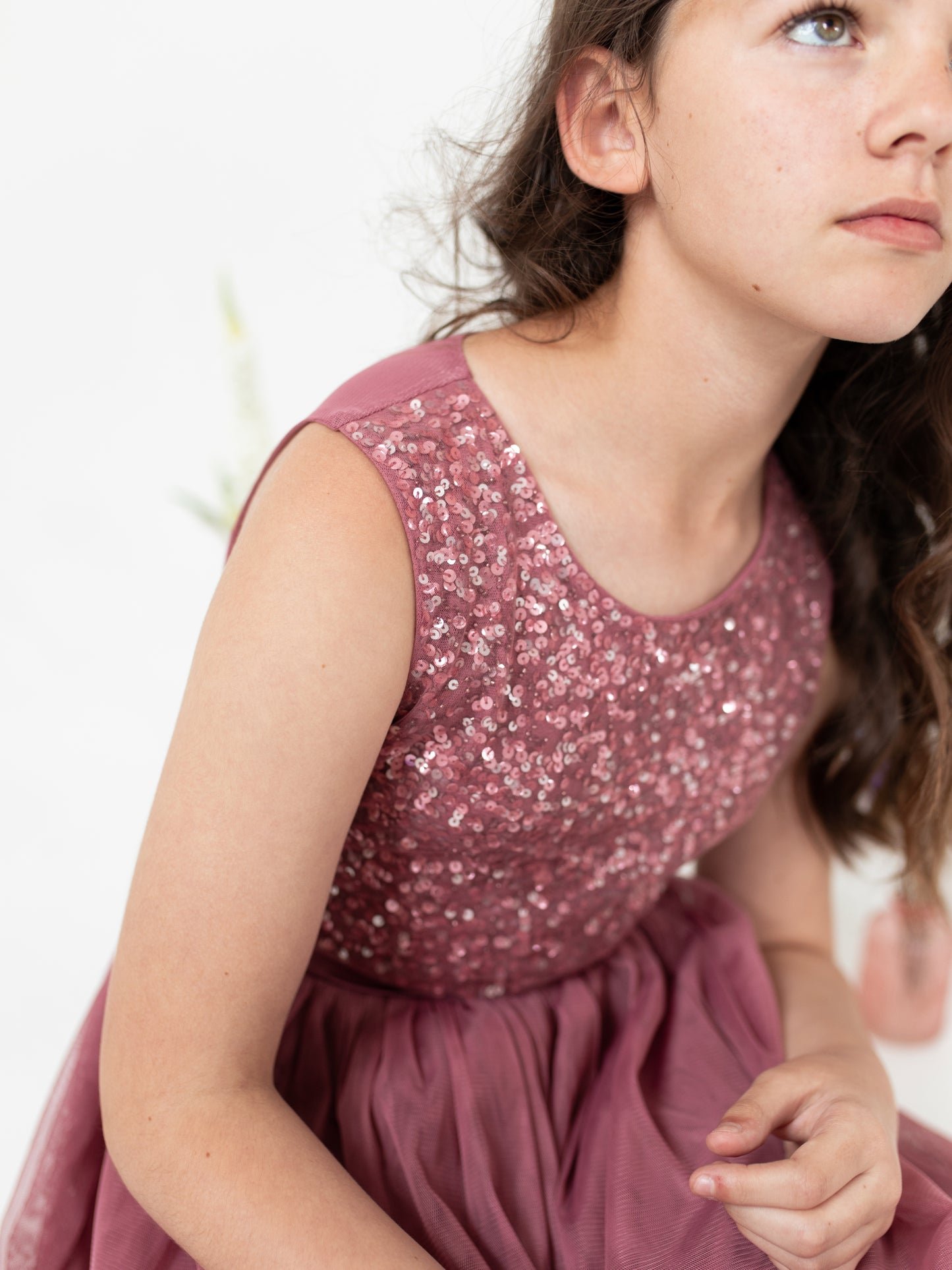 Mini Maya Desert Rose Delicate Sequin Midi Dress With Bow