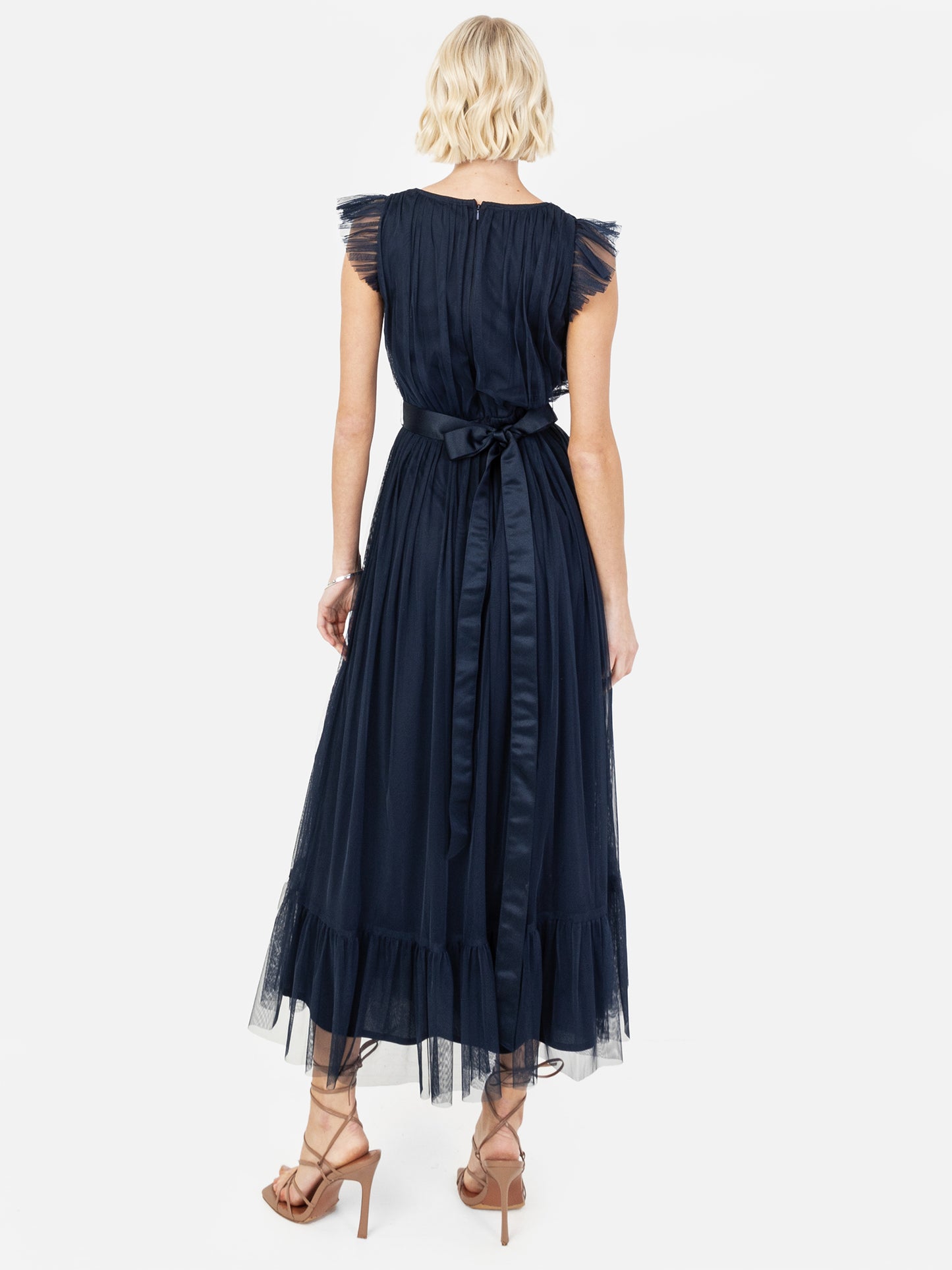 Anaya With Love Recycled Navy Midaxi Dress with Sash Belt