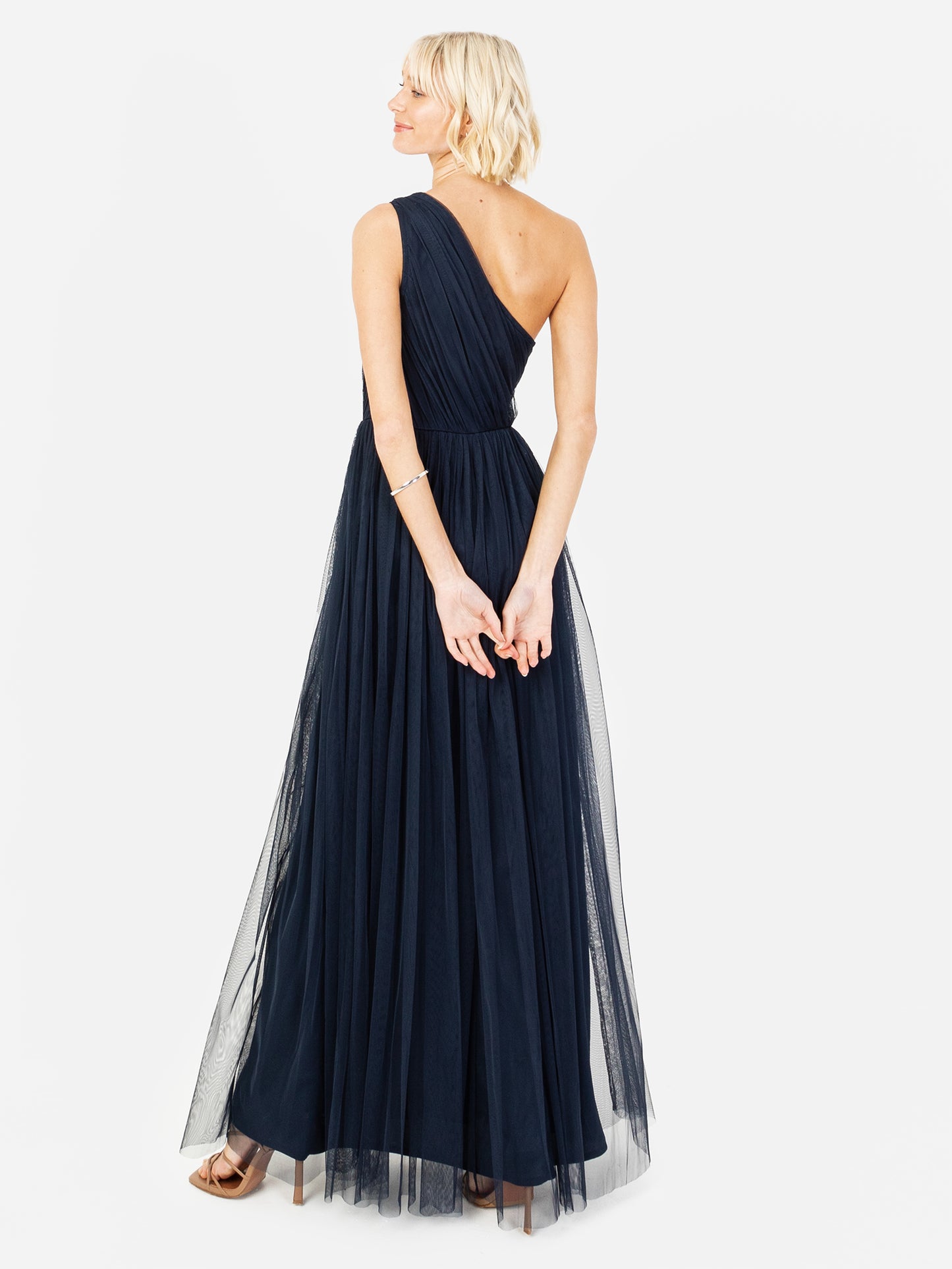 Anaya With Love Recycled Navy One Shoulder Maxi Dress