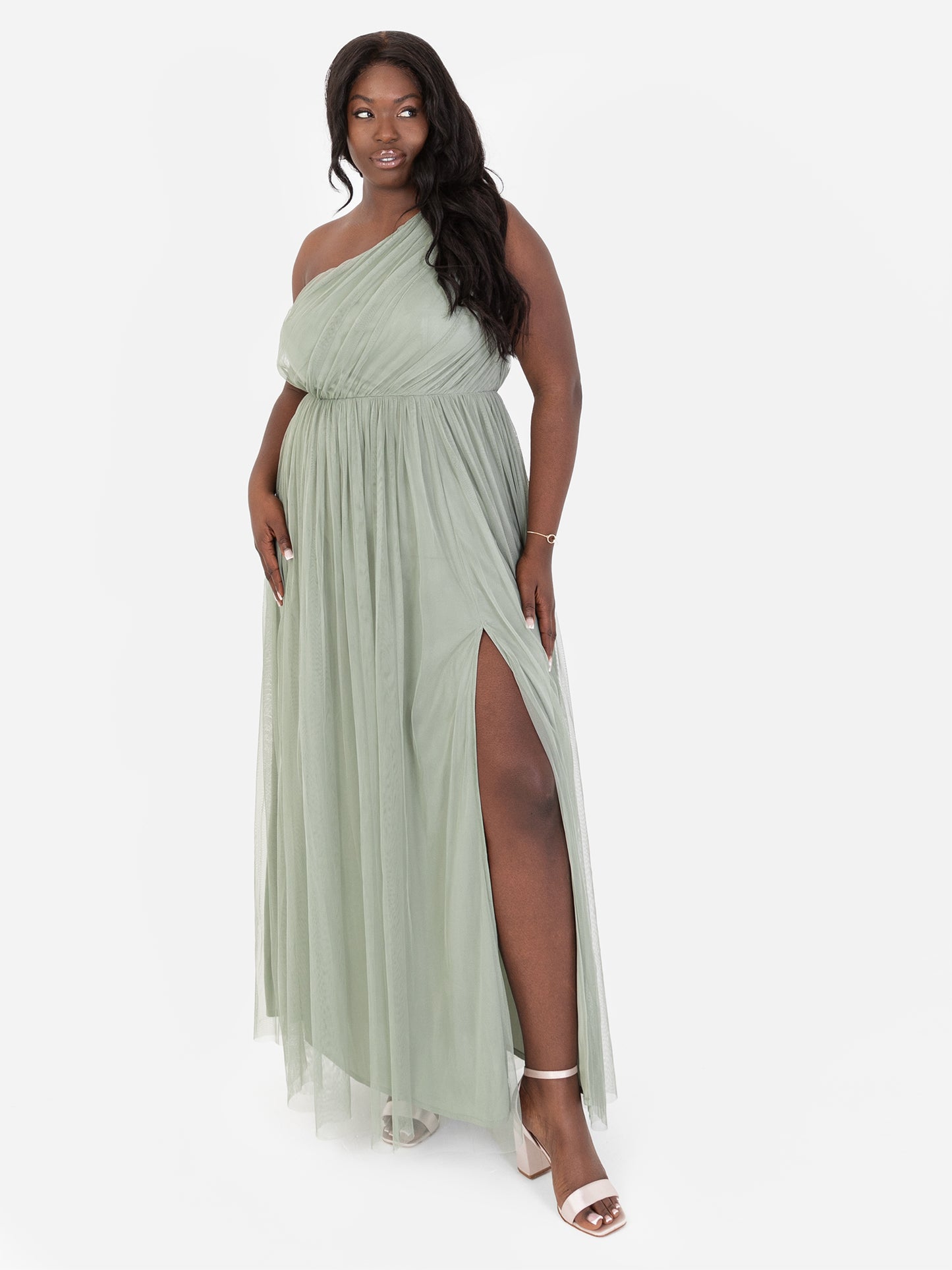 anaya one shoulder dress Anaya Bridesmaid tulle one shoulder maxi dress in pink