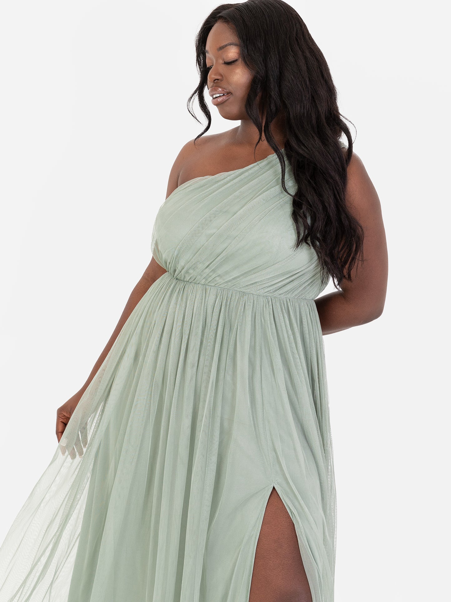 Anaya With Love Recycled Frosty Green One Shoulder Maxi Dress