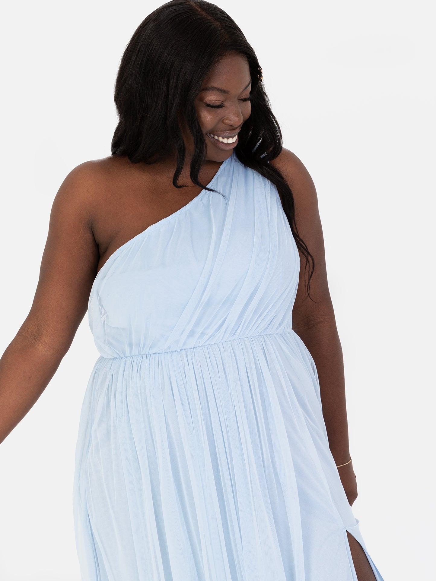 Anaya With Love Recycled Light Blue One Shoulder Maxi Dress