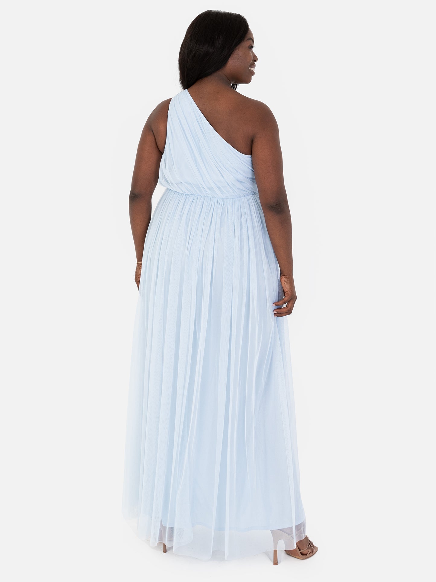 Anaya With Love Recycled Light Blue One Shoulder Maxi Dress