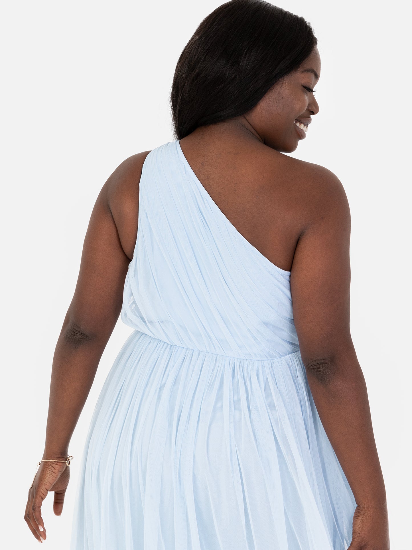 Anaya With Love Recycled Light Blue One Shoulder Maxi Dress