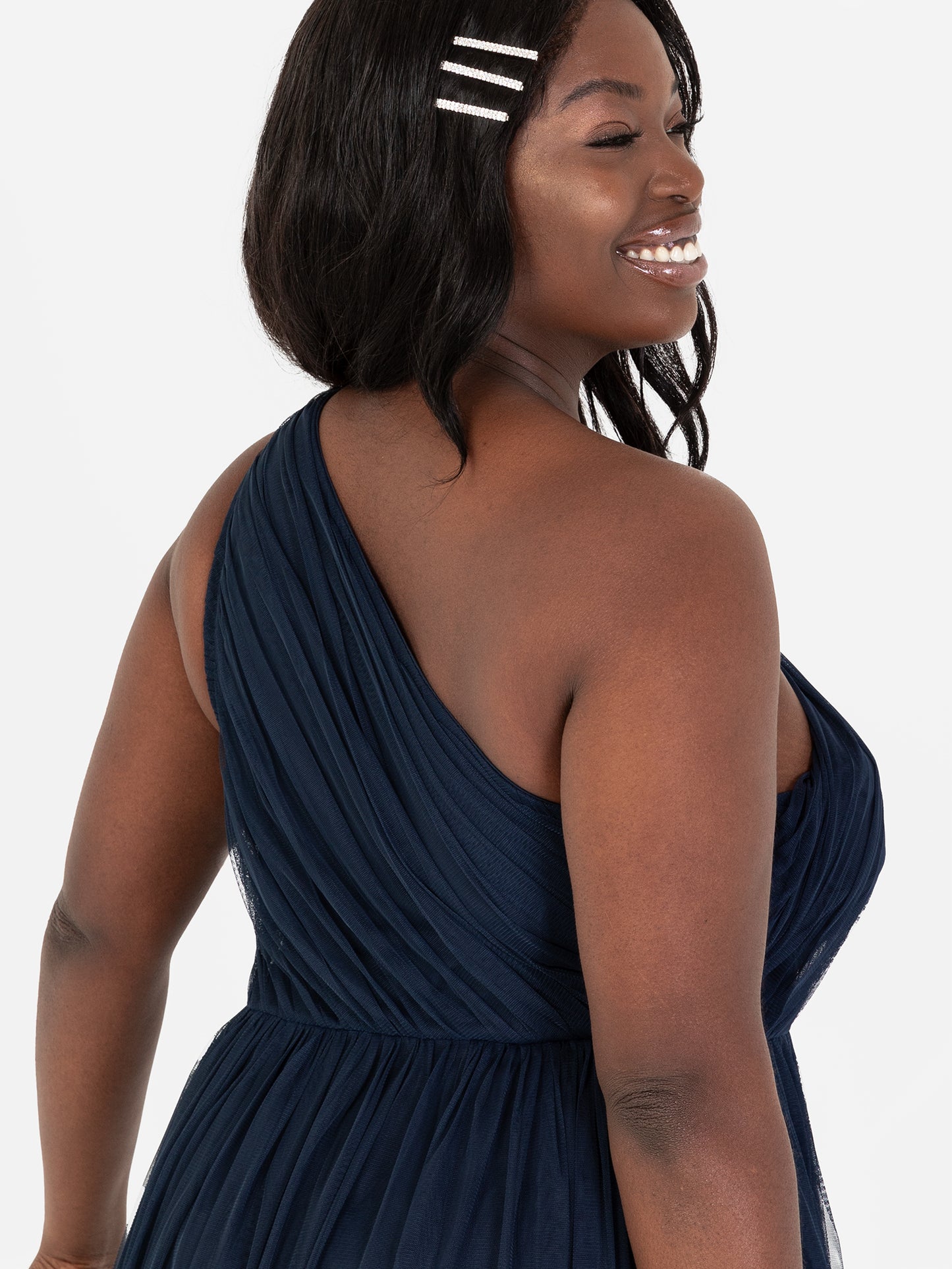 Anaya With Love Recycled Navy One Shoulder Maxi Dress
