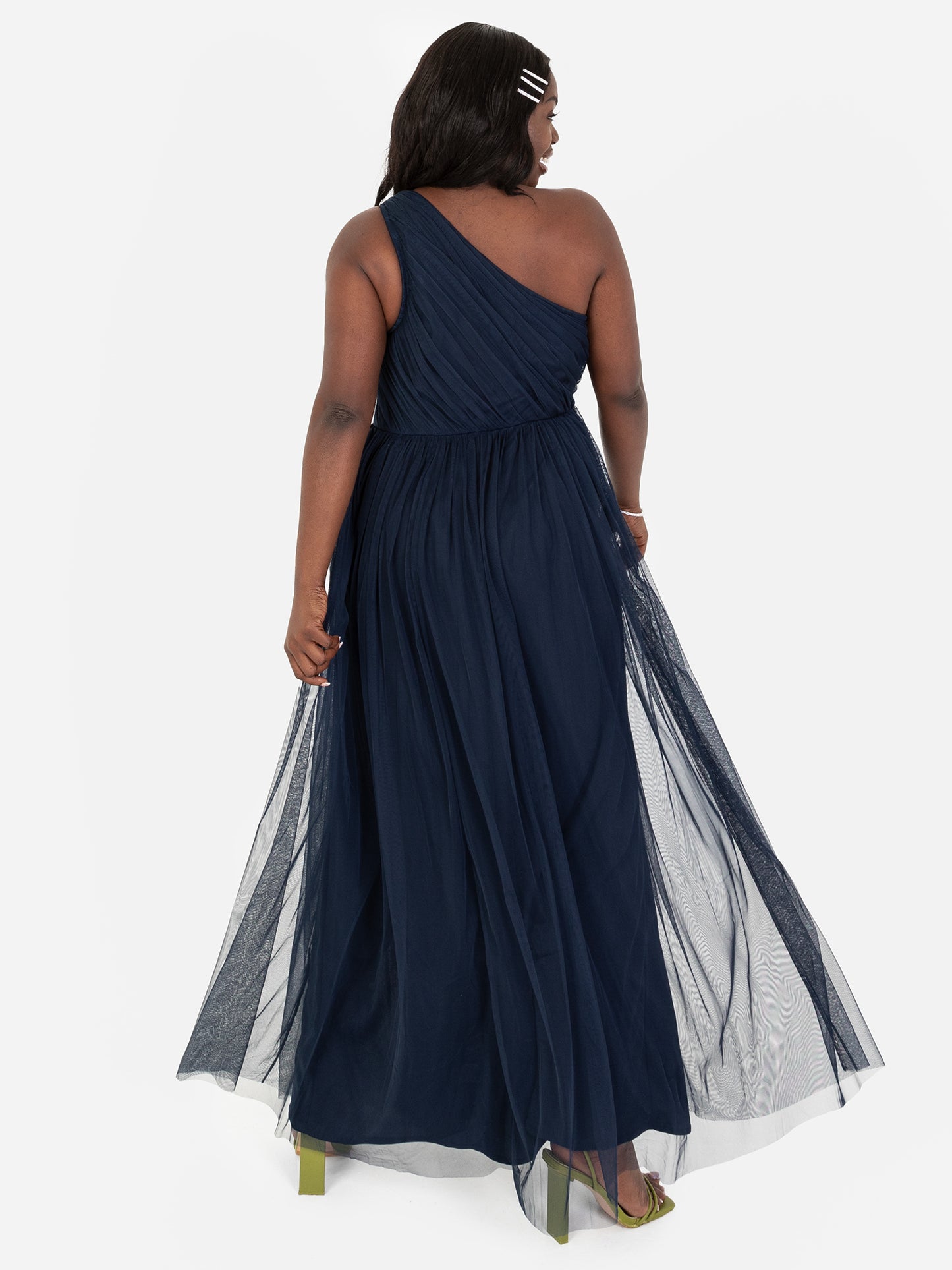 Anaya With Love Recycled Navy One Shoulder Maxi Dress