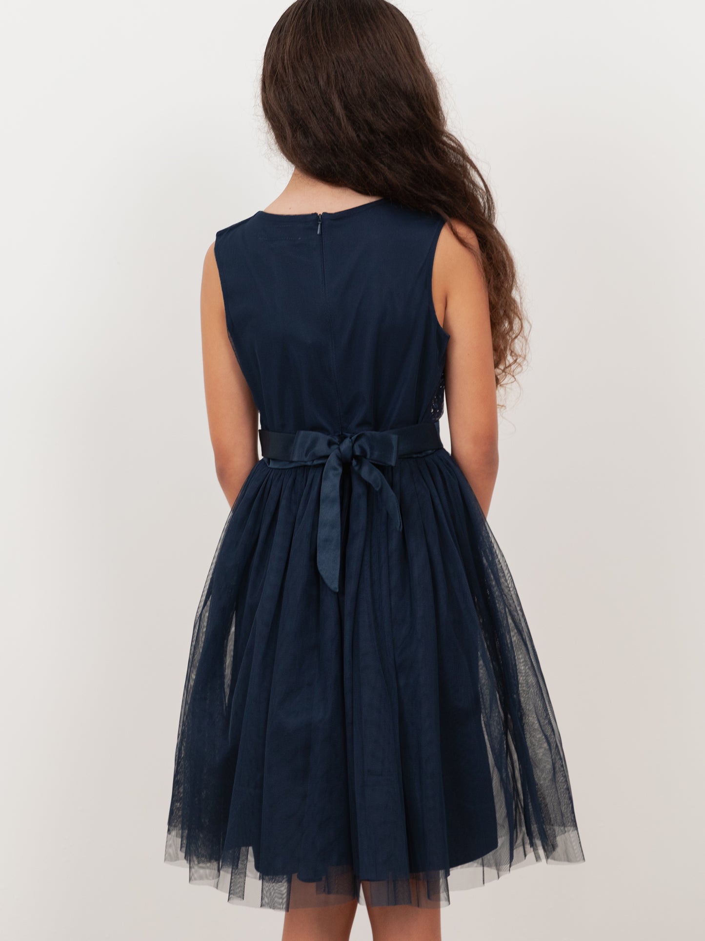 Mini Maya Navy Delicate Sequin Midi Dress With Bow