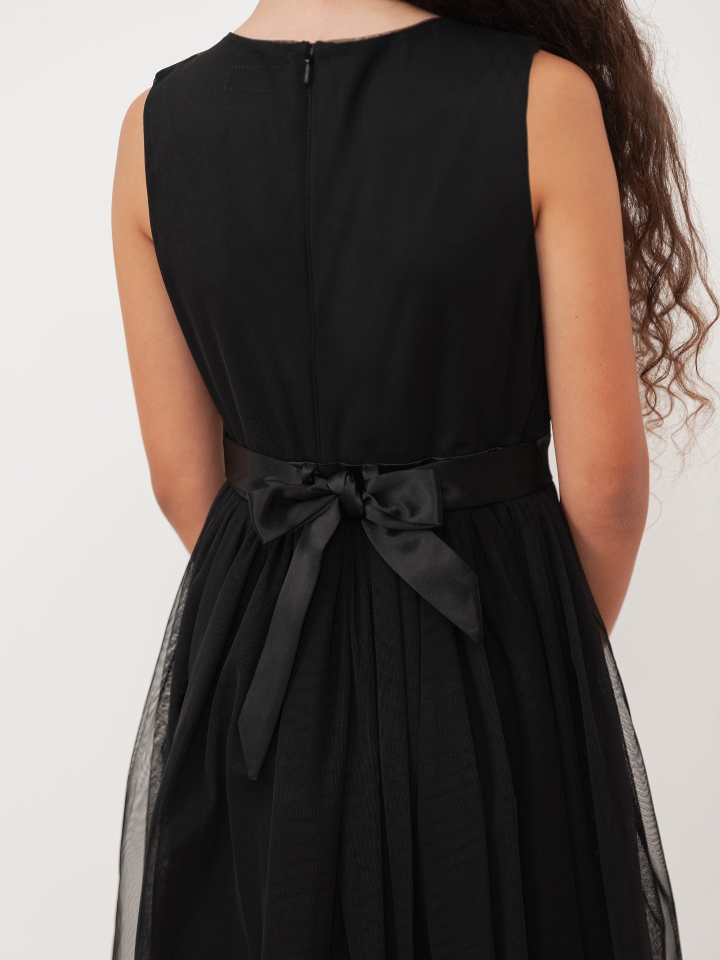 Mini Maya Black Delicate Sequin Midi Dress With Bow