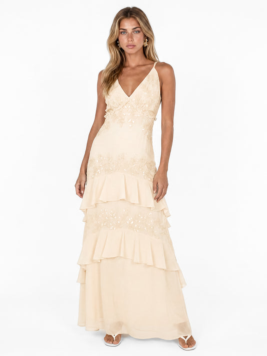 Maya Vanilla Embellished Cami Maxi Dress