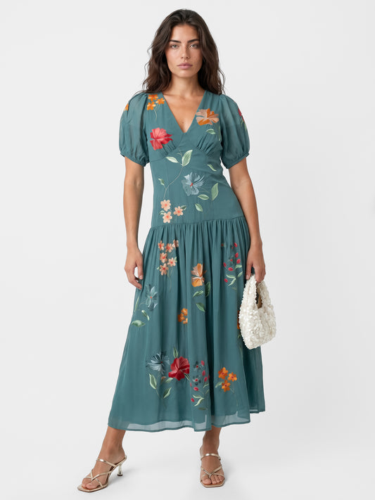 Maya Mint Embossed Floral Lace Drop Waist Midaxi Dress Maya Deluxe Maya Mint Embossed Floral Lace Drop Waist Midaxi Dress Maya Deluxe