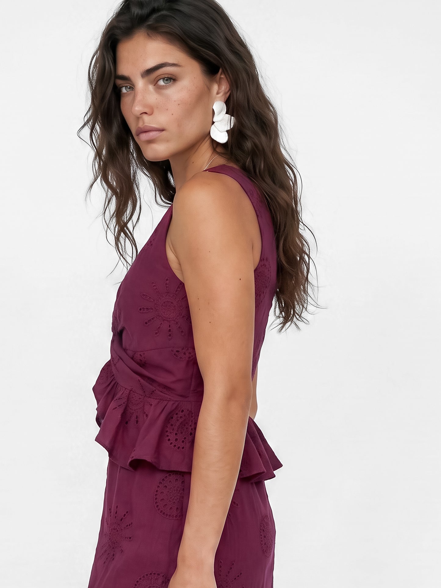 Maya Deep Pink Twist Front Broderie Midaxi Dress