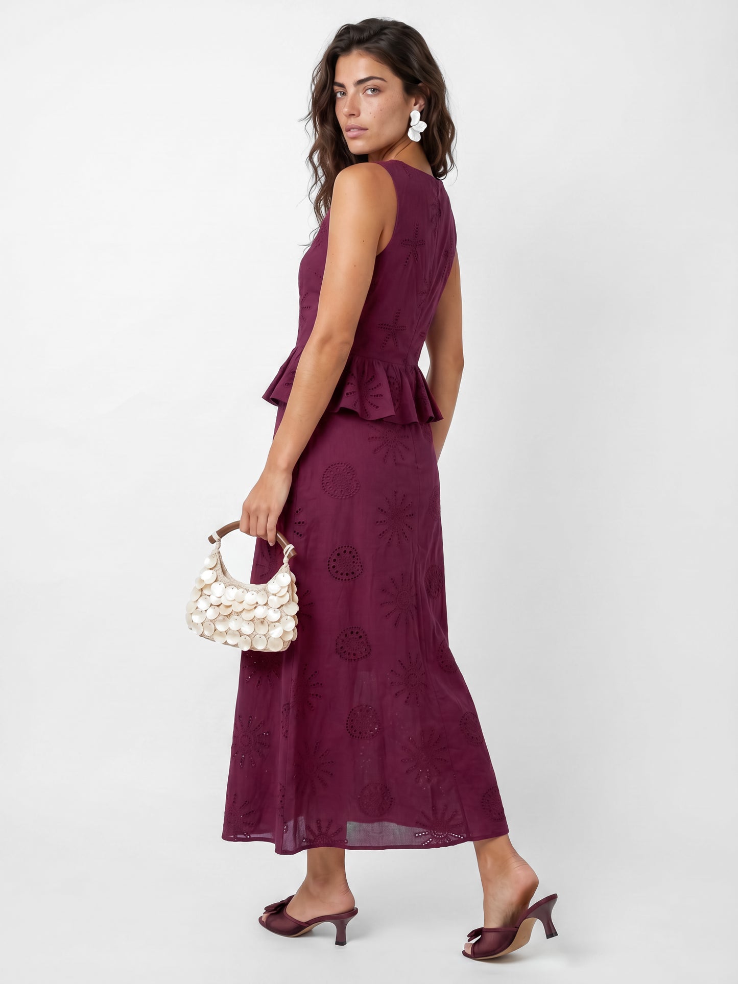 Maya Deep Pink Twist Front Broderie Midaxi Dress