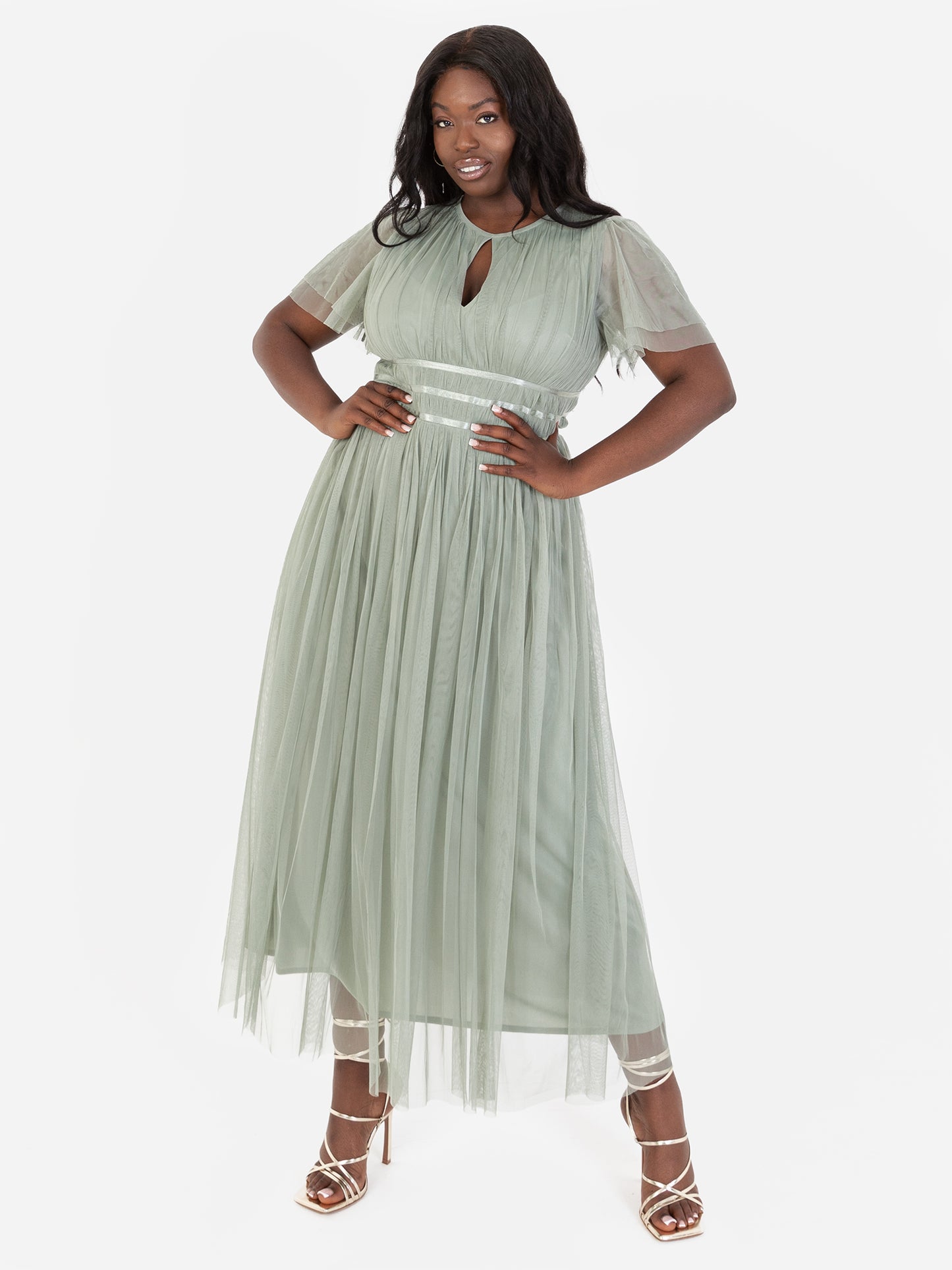 Anaya With Love Recycled Frosty Green Midaxi Dress With Keyhole Detail