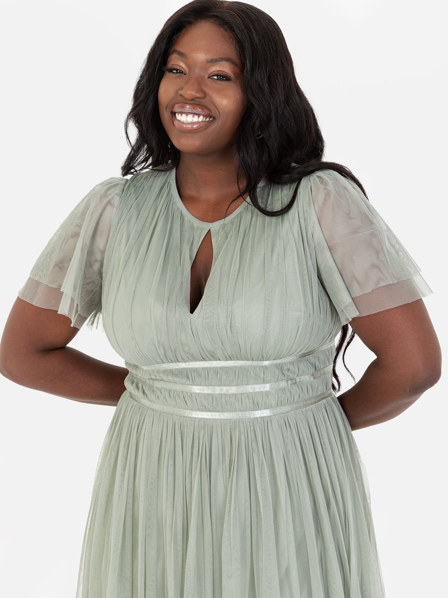 Anaya With Love Recycled Frosty Green Midaxi Dress With Keyhole Detail