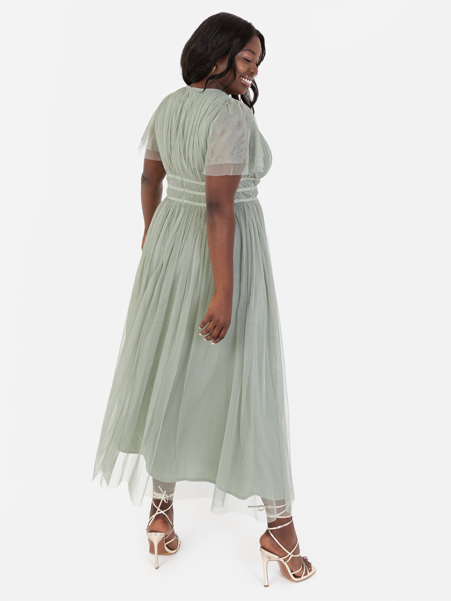 Anaya With Love Recycled Frosty Green Midaxi Dress With Keyhole Detail