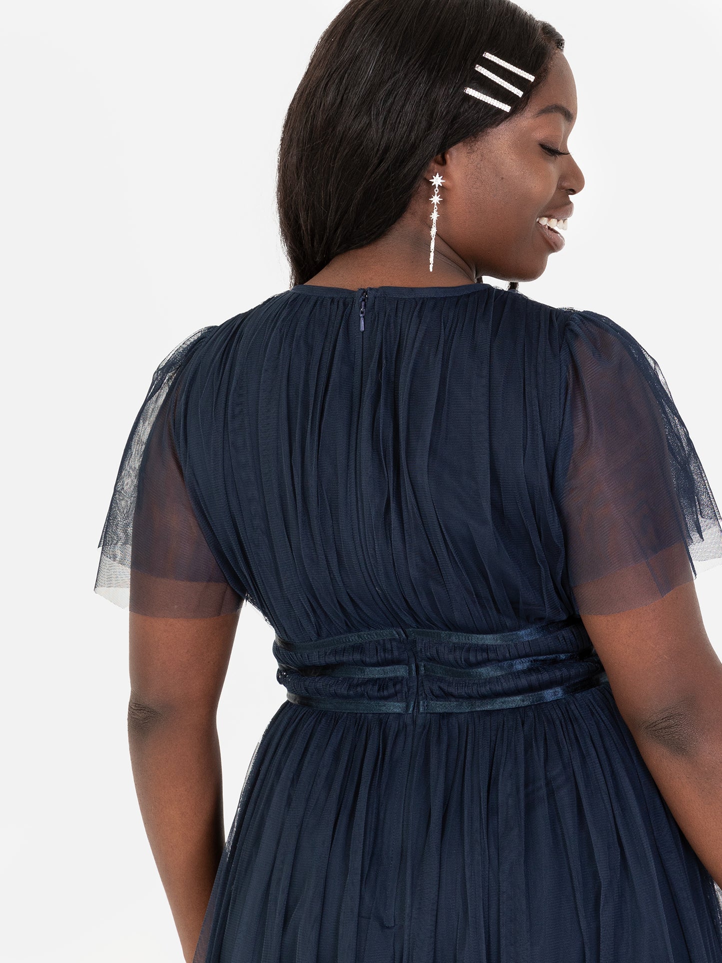 Anaya with Love Recycled Navy Midaxi Dress with Keyhole Detail