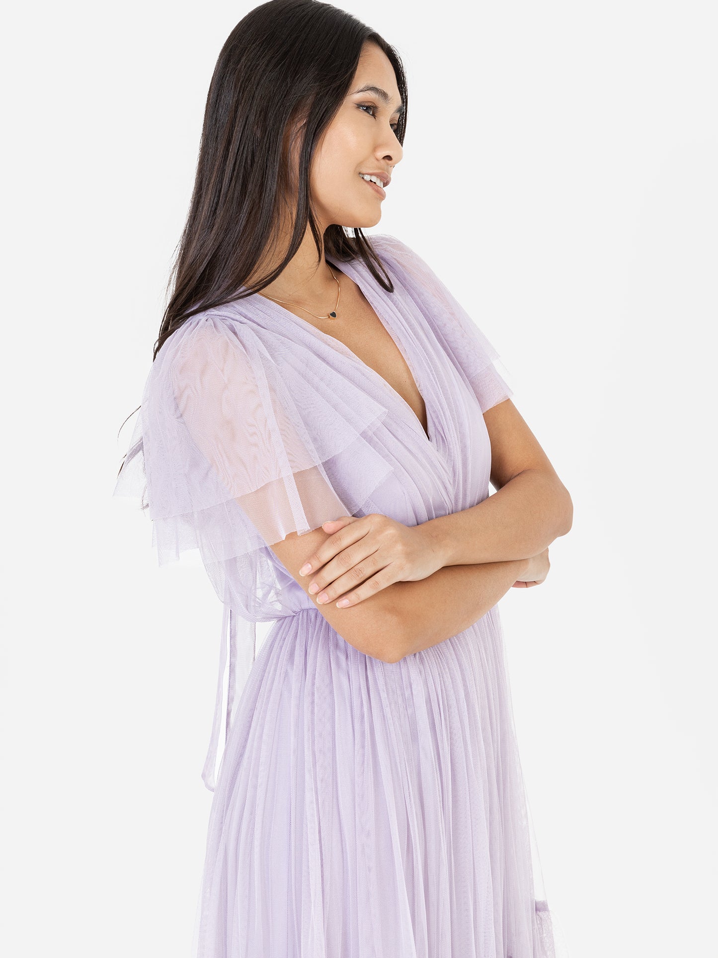 Anaya With Love Recycled Lilac Ruffle Maxi Dress with Keyhole Detail