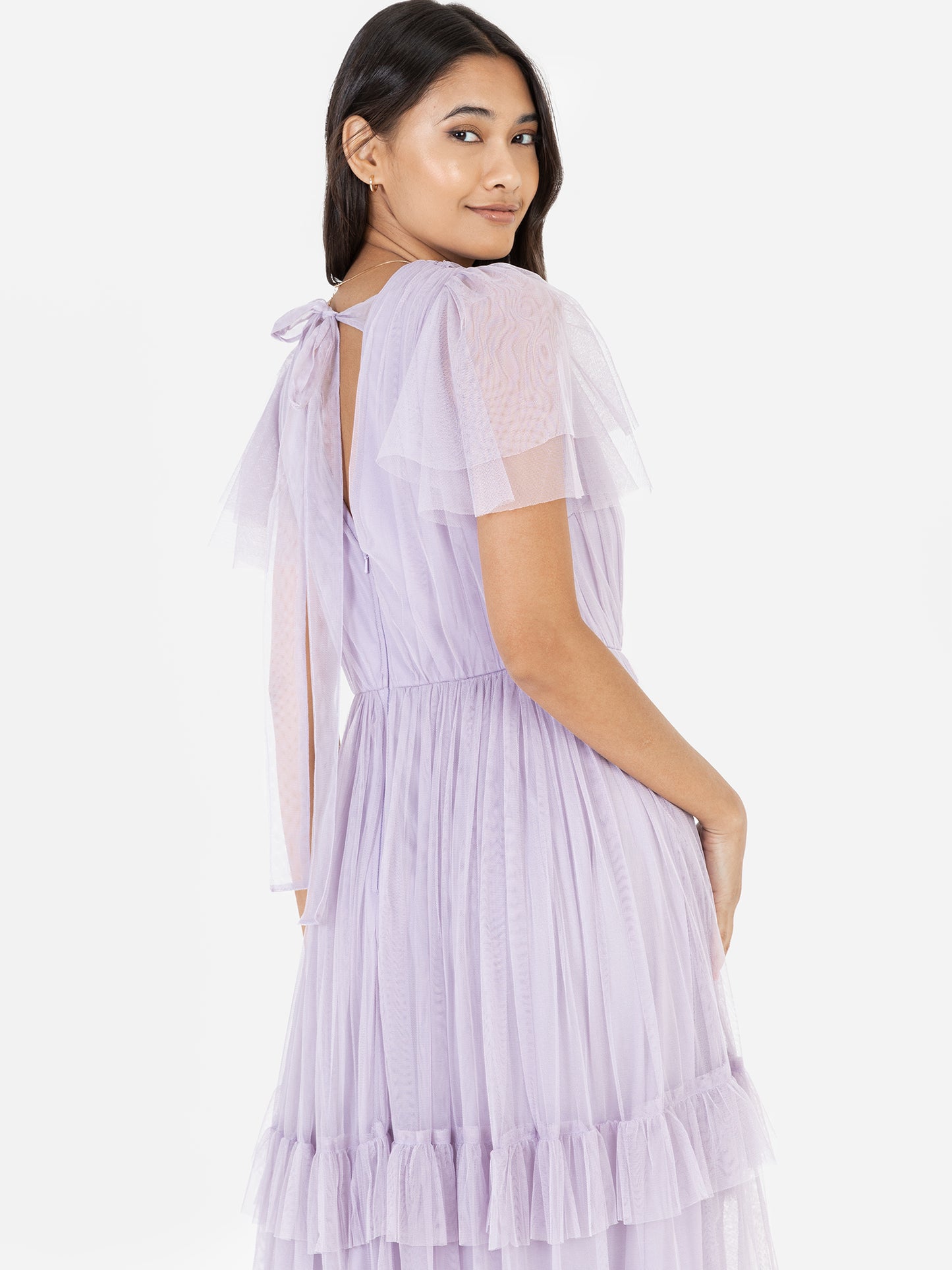 Anaya With Love Recycled Lilac Ruffle Maxi Dress with Keyhole Detail