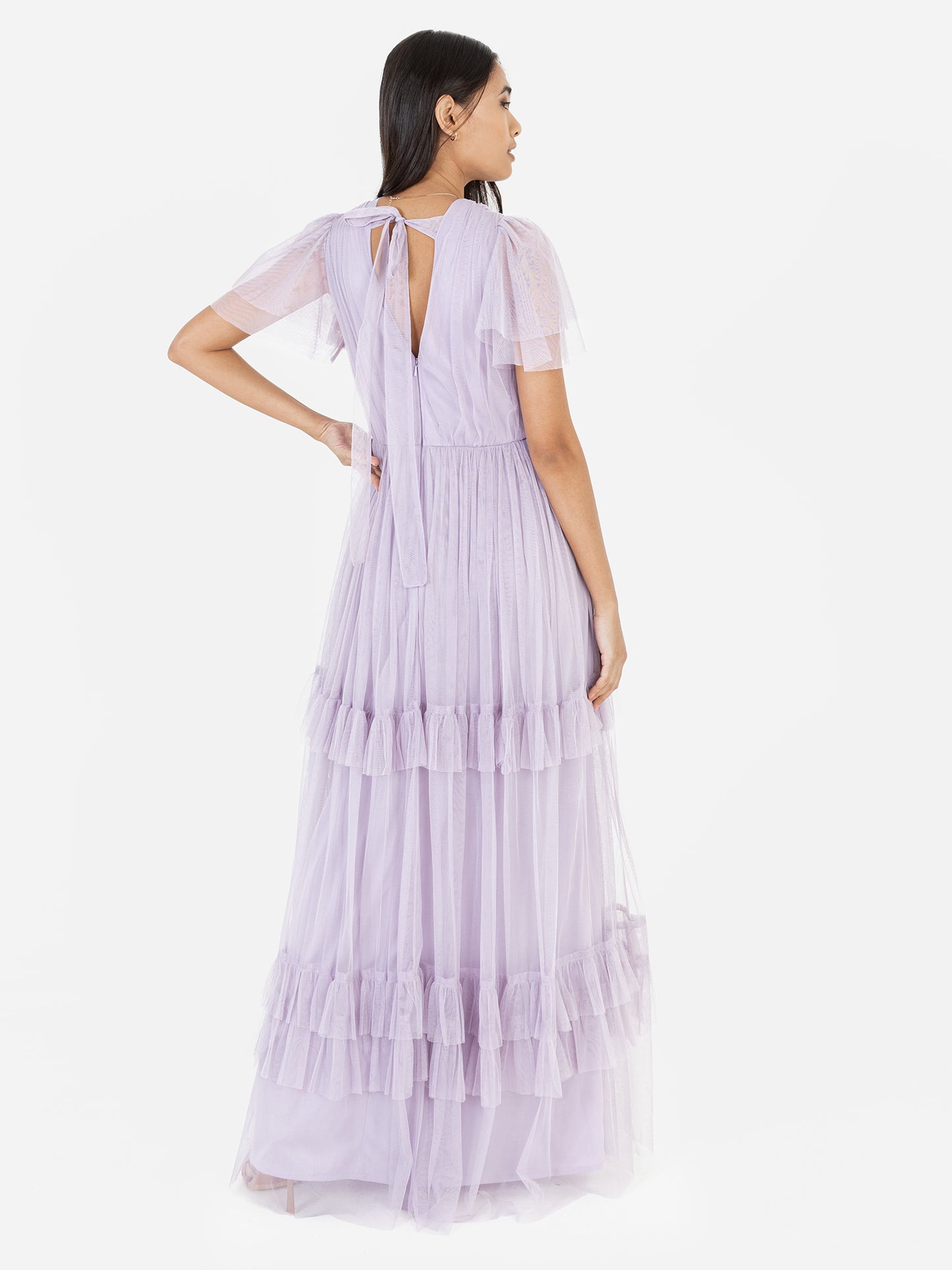 Anaya With Love Recycled Lilac Ruffle Maxi Dress with Keyhole Detail