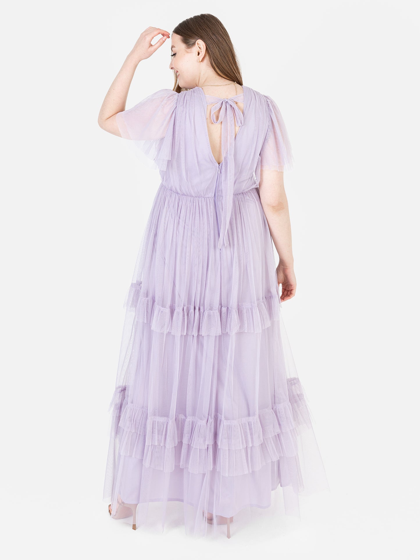 Anaya With Love Recycled Lilac Ruffle Maxi Dress with Keyhole Detail