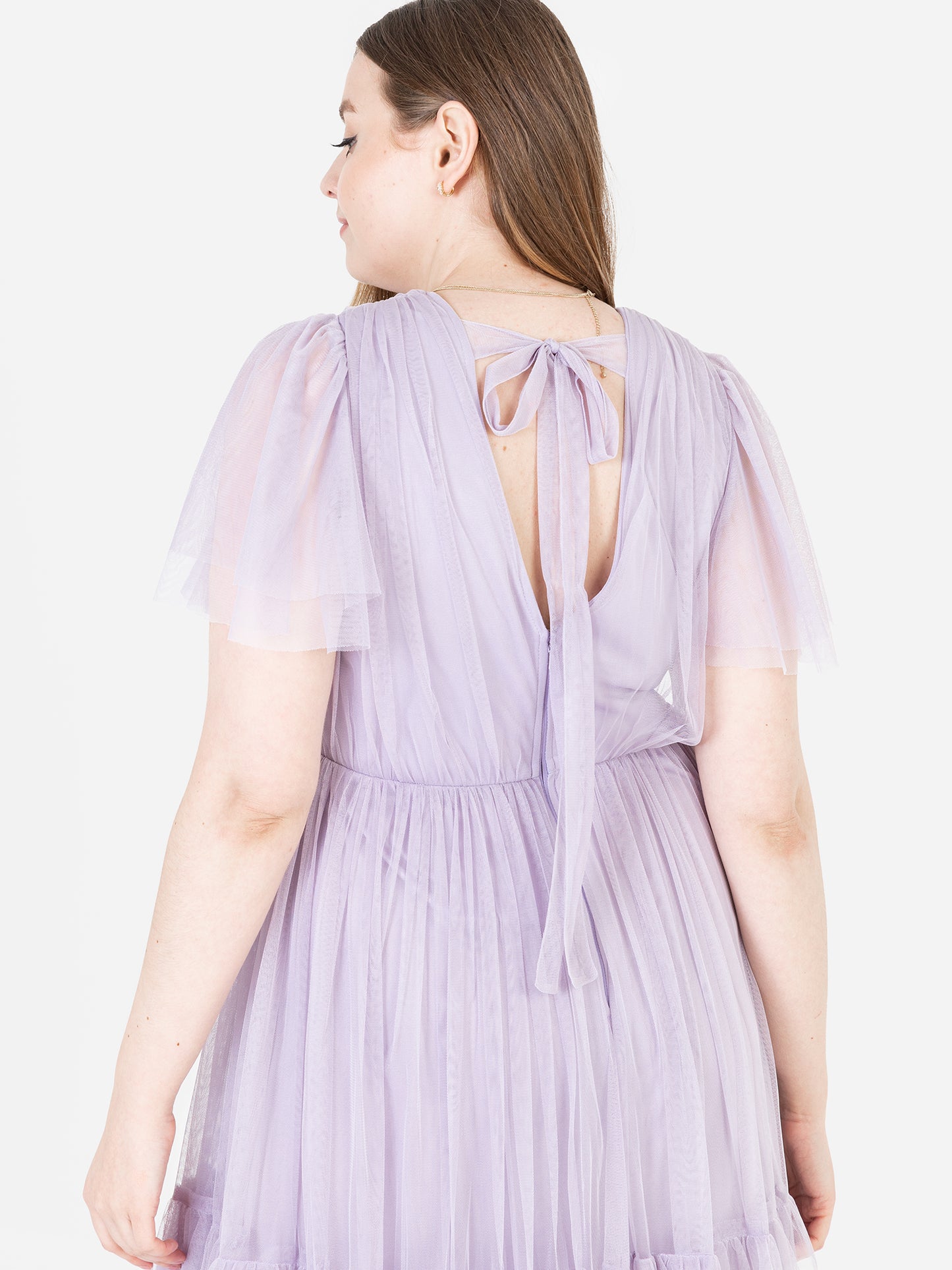 Anaya With Love Recycled Lilac Ruffle Maxi Dress with Keyhole Detail