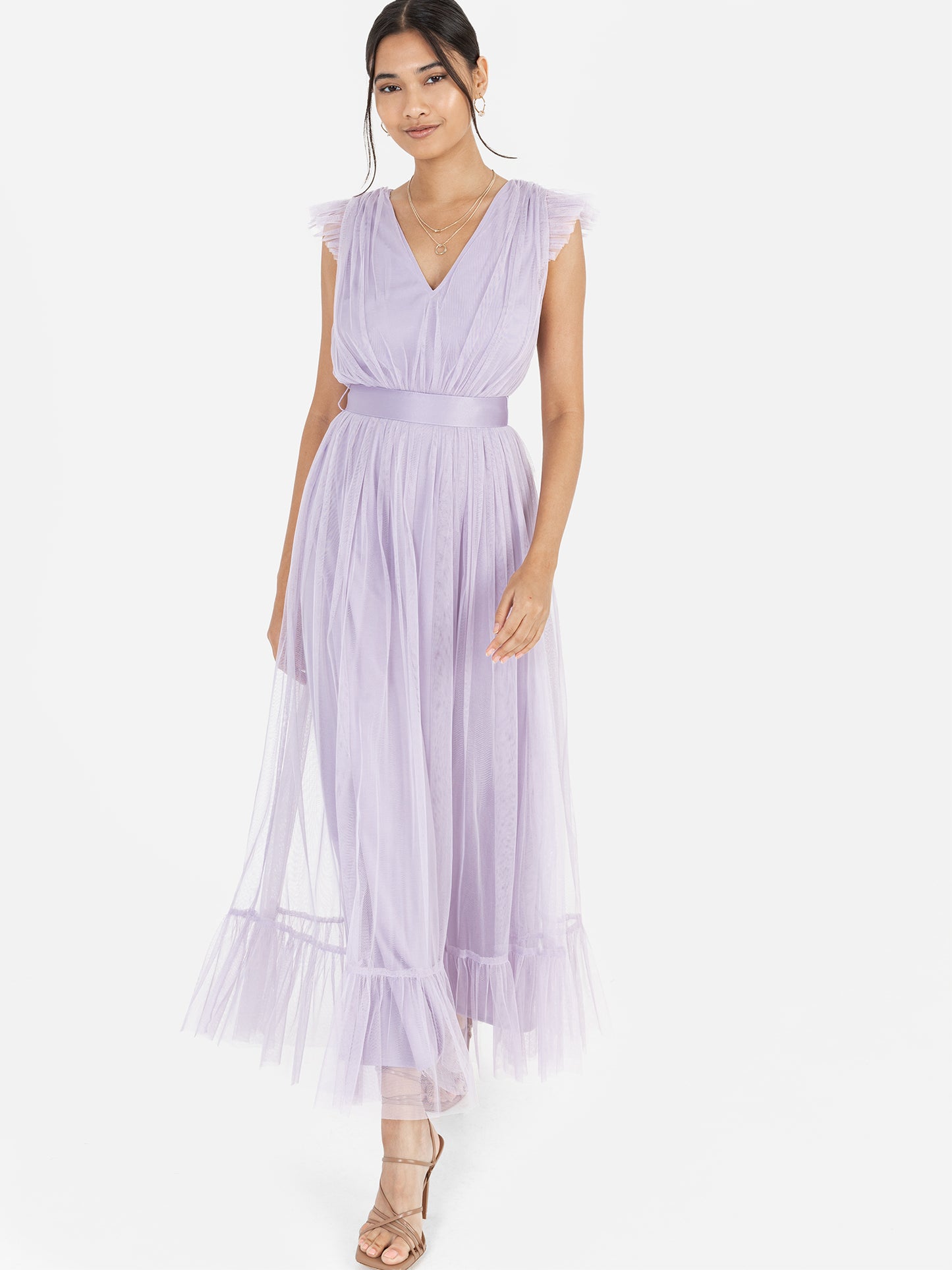 Anaya With Love Recycled Dusty Lilac Midaxi Dress with Sash Belt