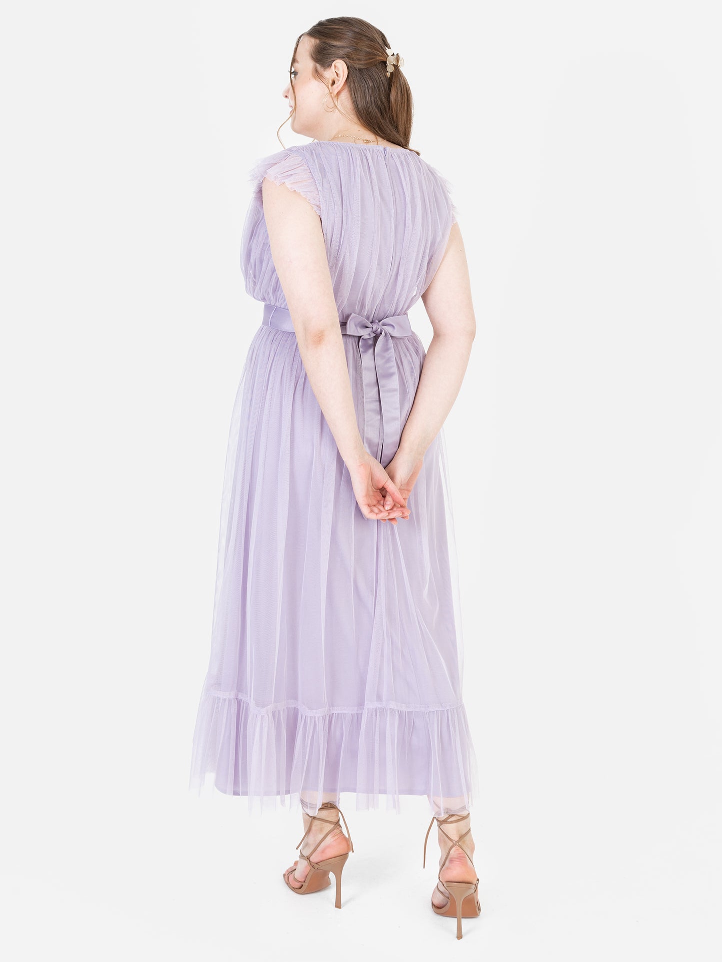 Anaya With Love Recycled Dusty Lilac Midaxi Dress with Sash Belt