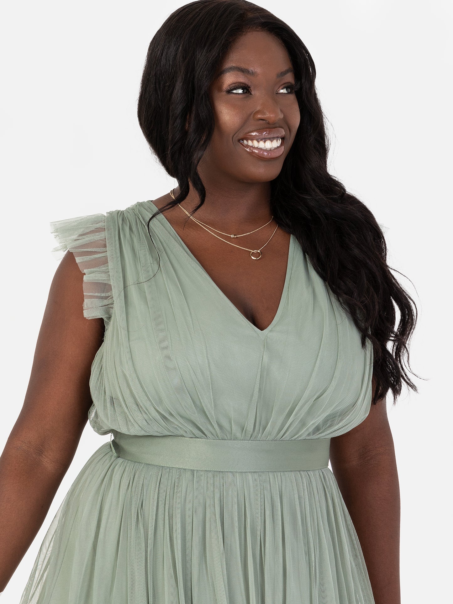 Anaya With Love Recycled Frosty Green Midaxi Dress with Sash Belt