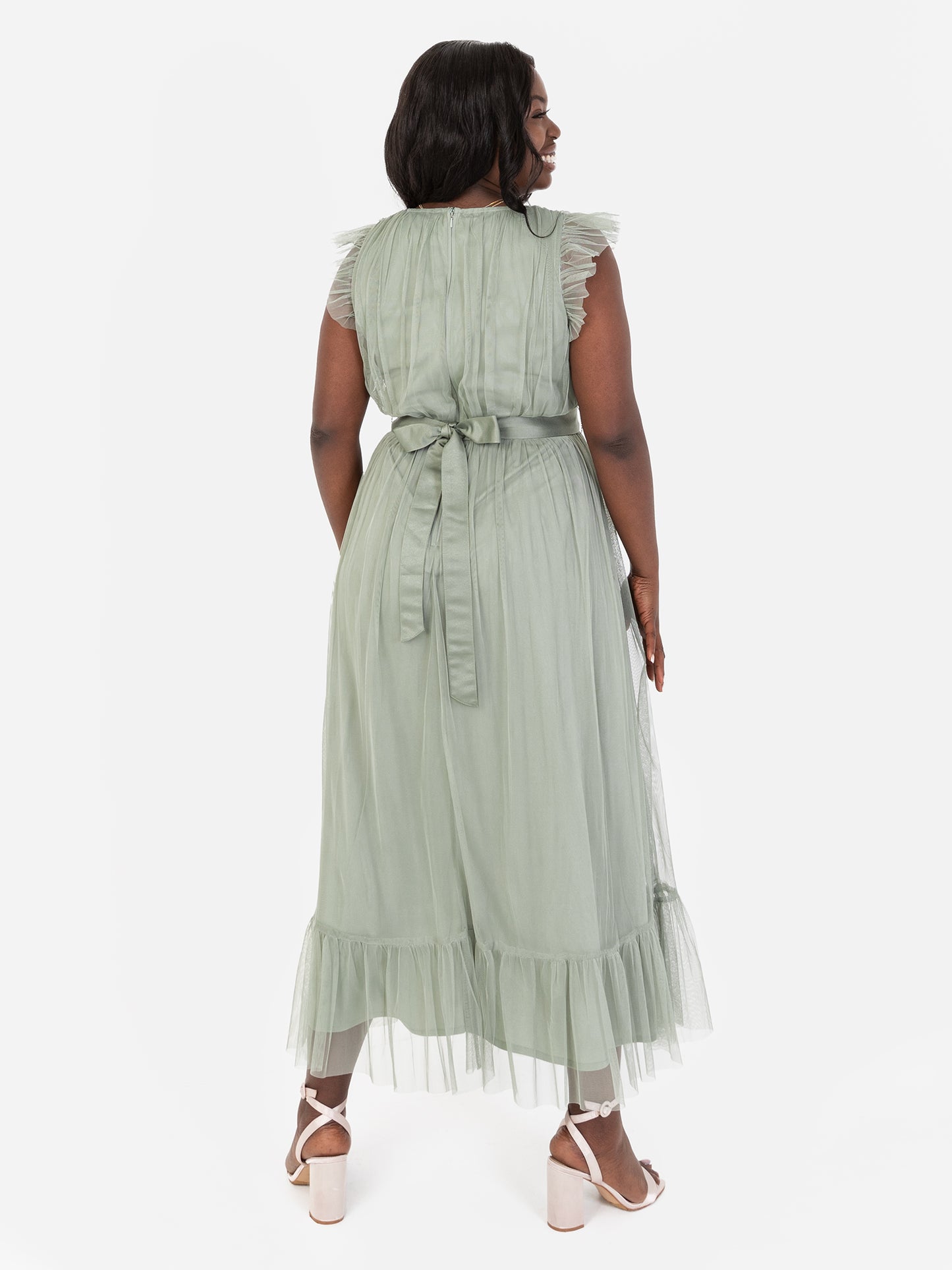 Anaya With Love Recycled Frosty Green Midaxi Dress with Sash Belt