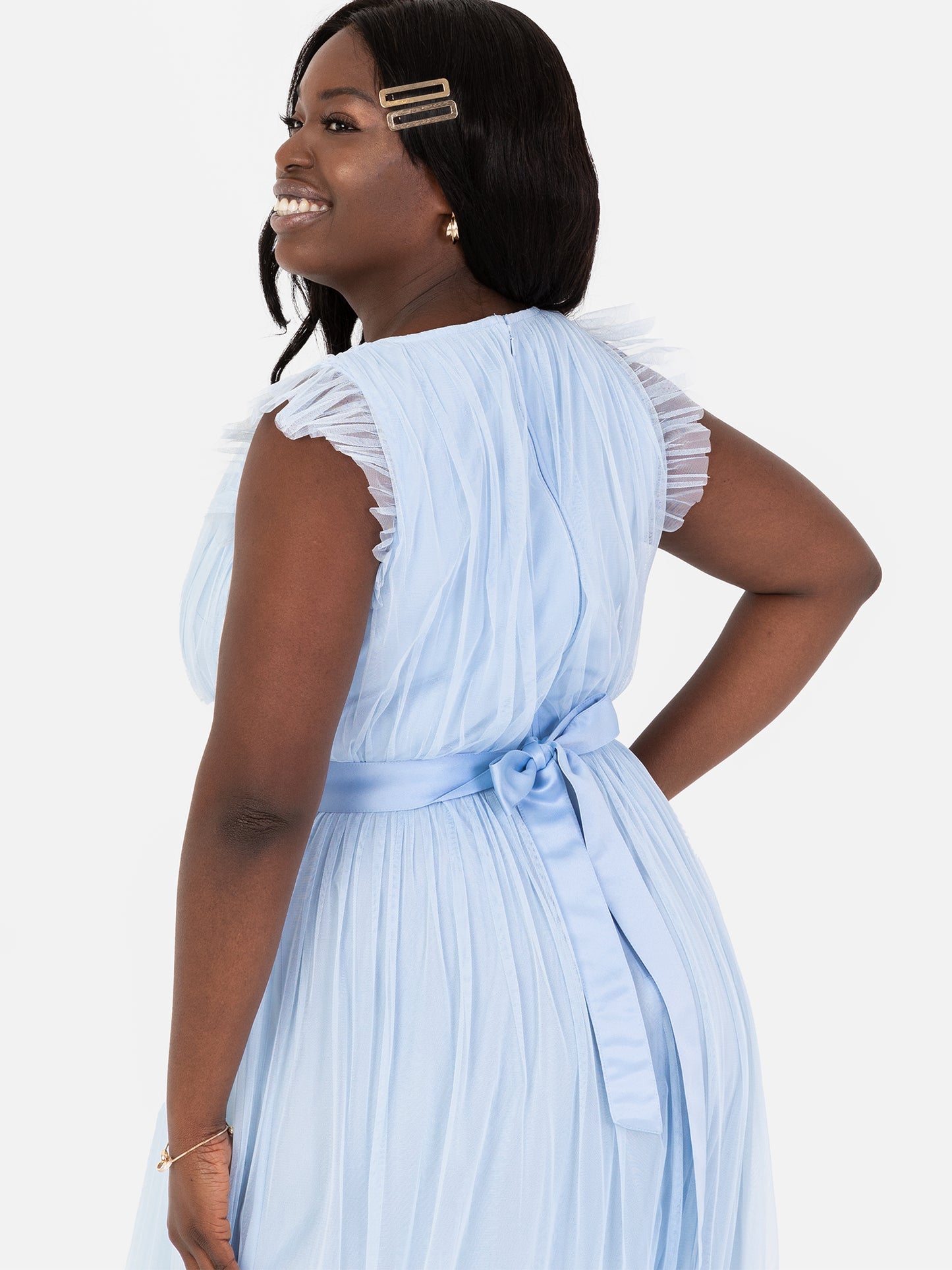 Anaya With Love Recycled Light Blue Midaxi Dress with Sash Belt
