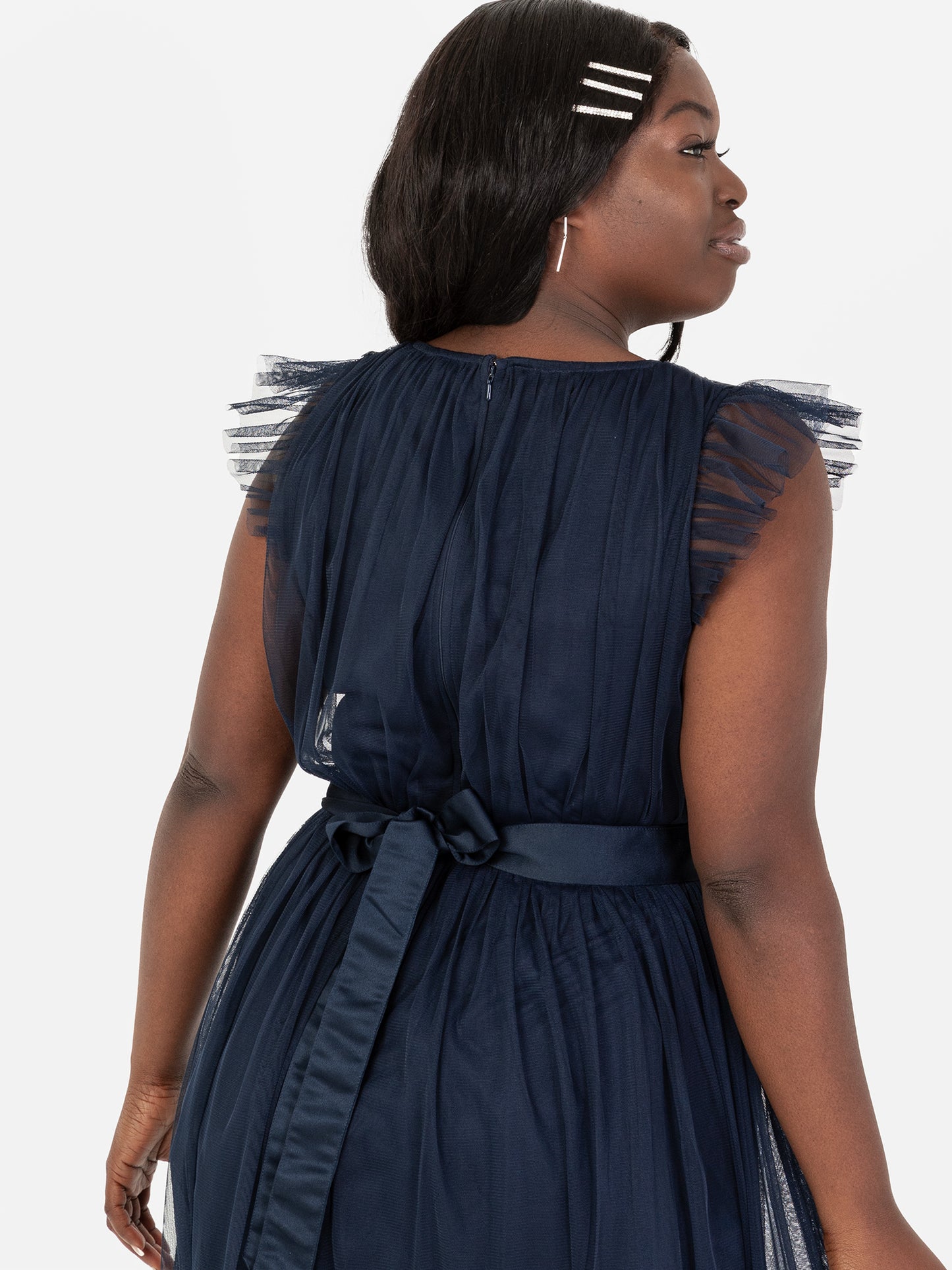 Anaya With Love Recycled Navy Midaxi Dress with Sash Belt