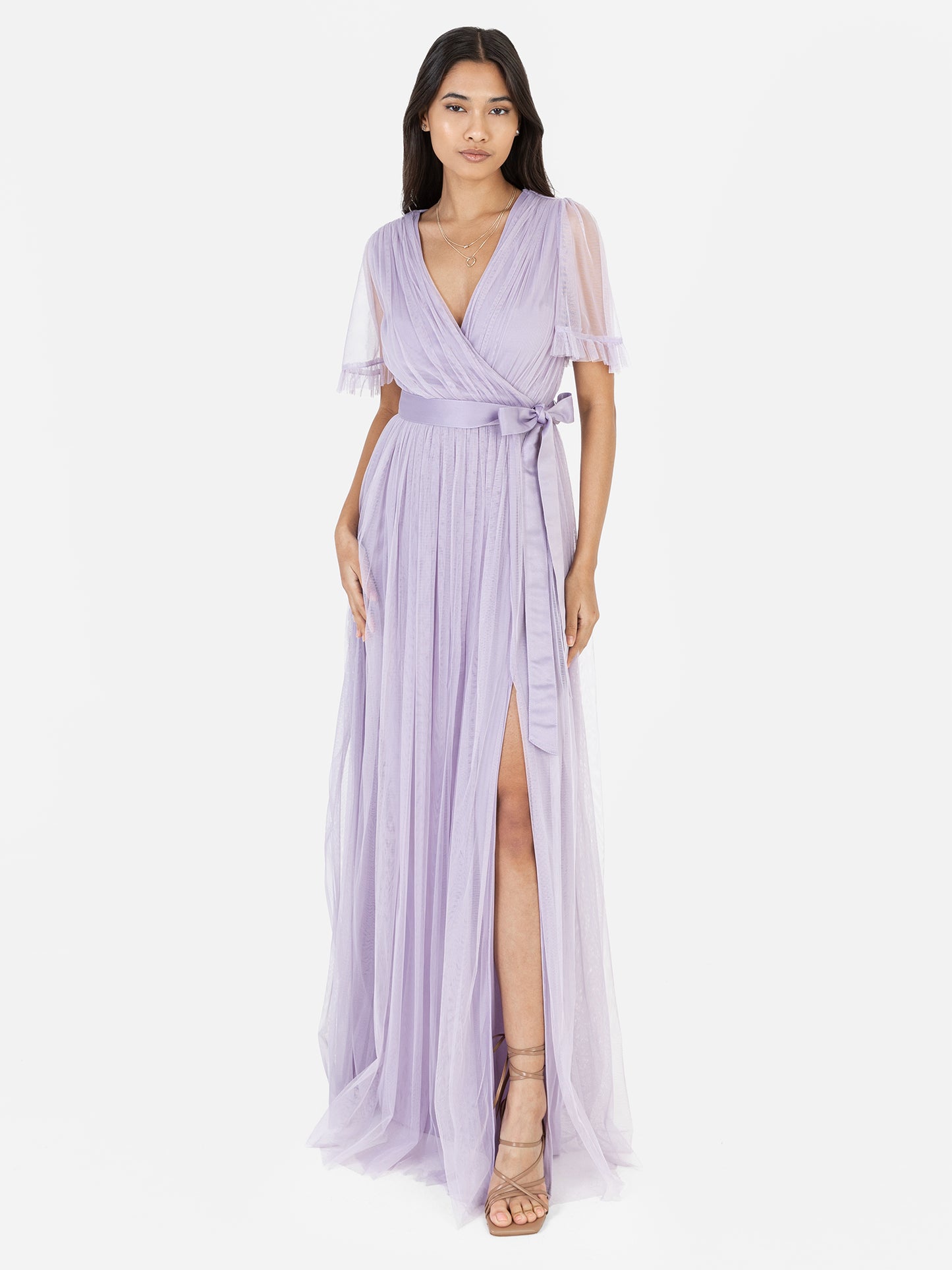 Anaya With Love Dusty Lilac Faux Wrap Maxi Dress with Sash Belt
