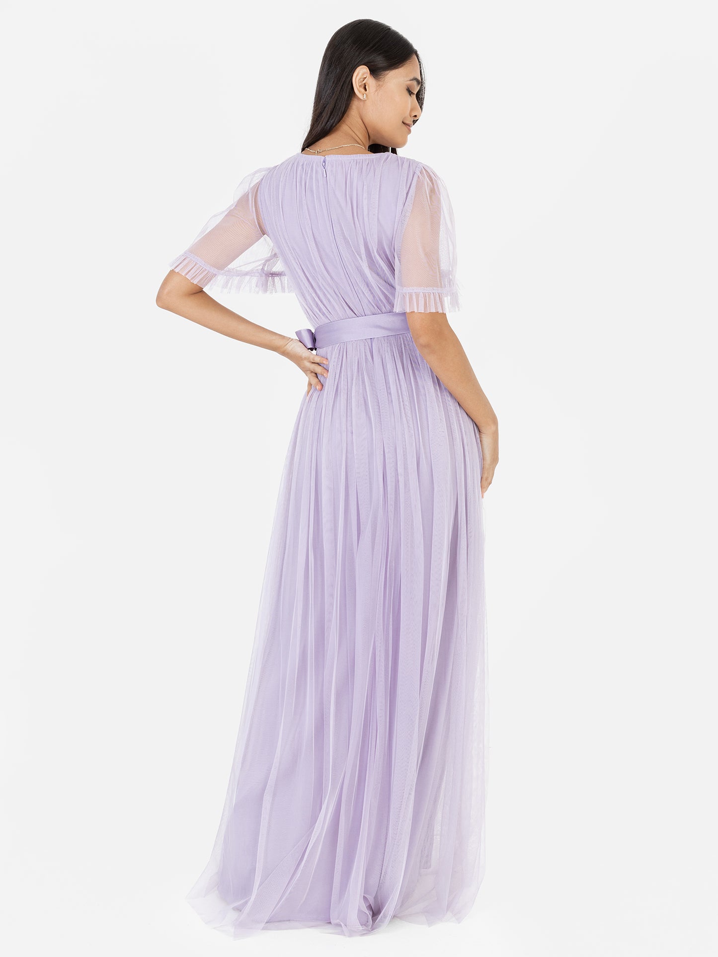 Anaya With Love Dusty Lilac Faux Wrap Maxi Dress with Sash Belt