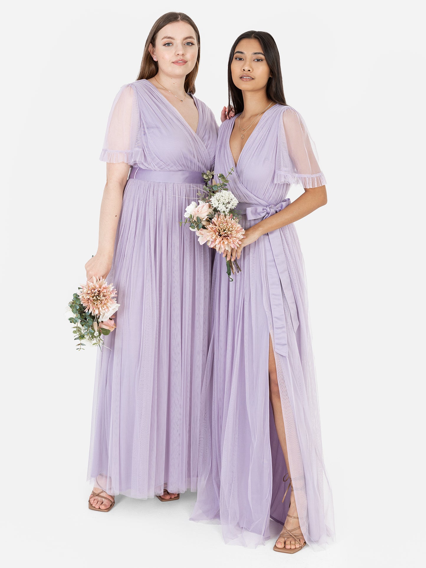 Anaya With Love Dusty Lilac Faux Wrap Maxi Dress with Sash Belt
