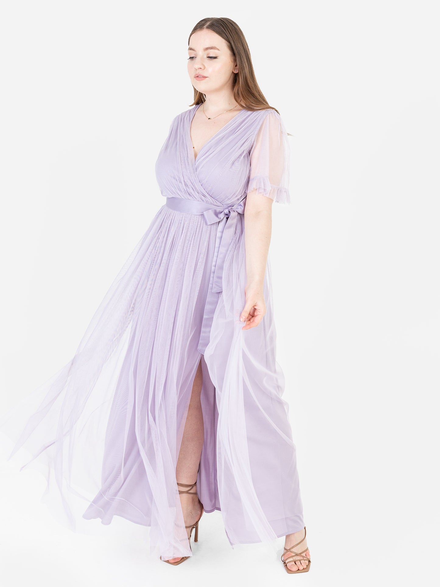 Anaya With Love Dusty Lilac Faux Wrap Maxi Dress with Sash Belt