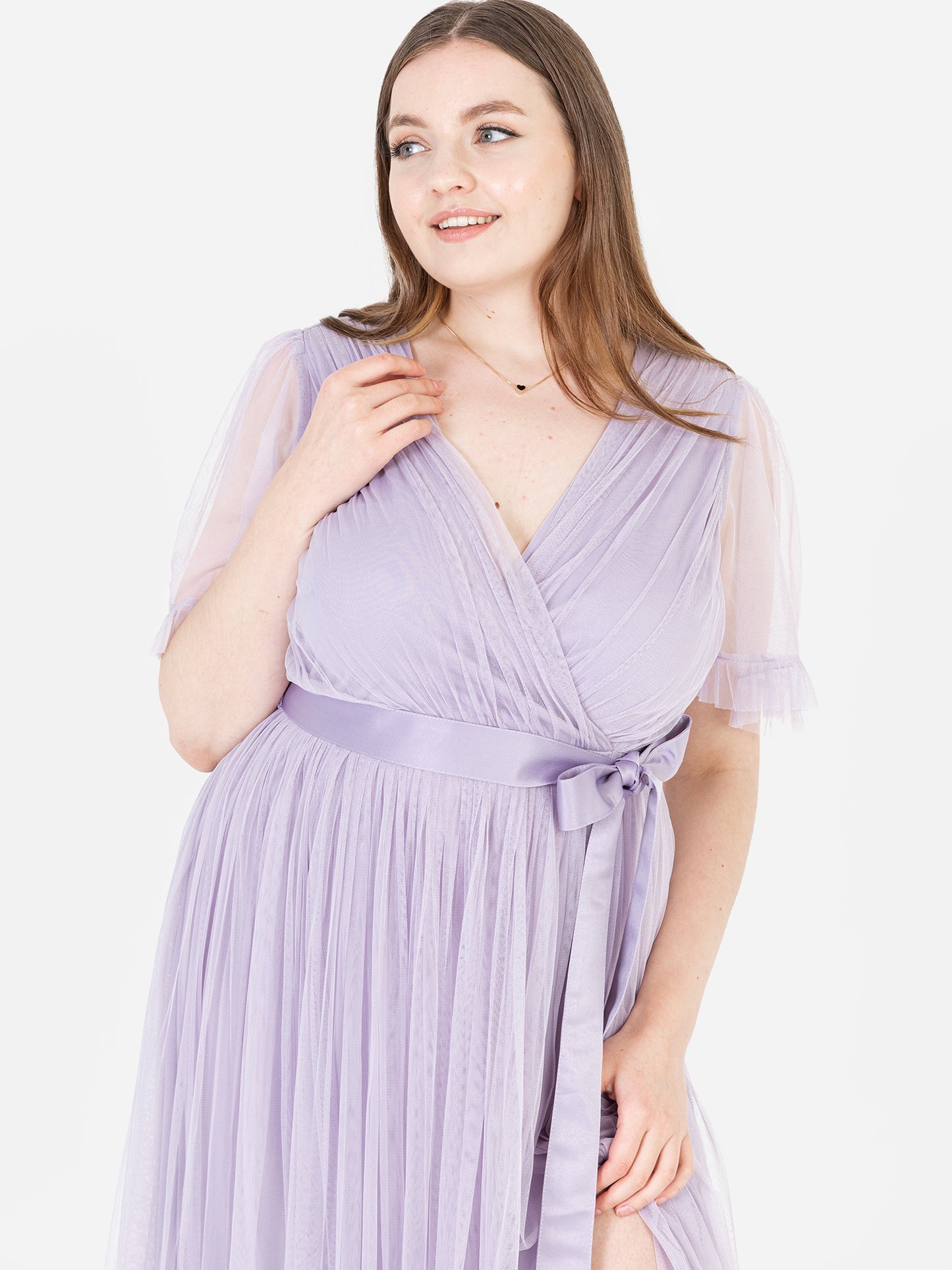 Anaya With Love Dusty Lilac Faux Wrap Maxi Dress with Sash Belt