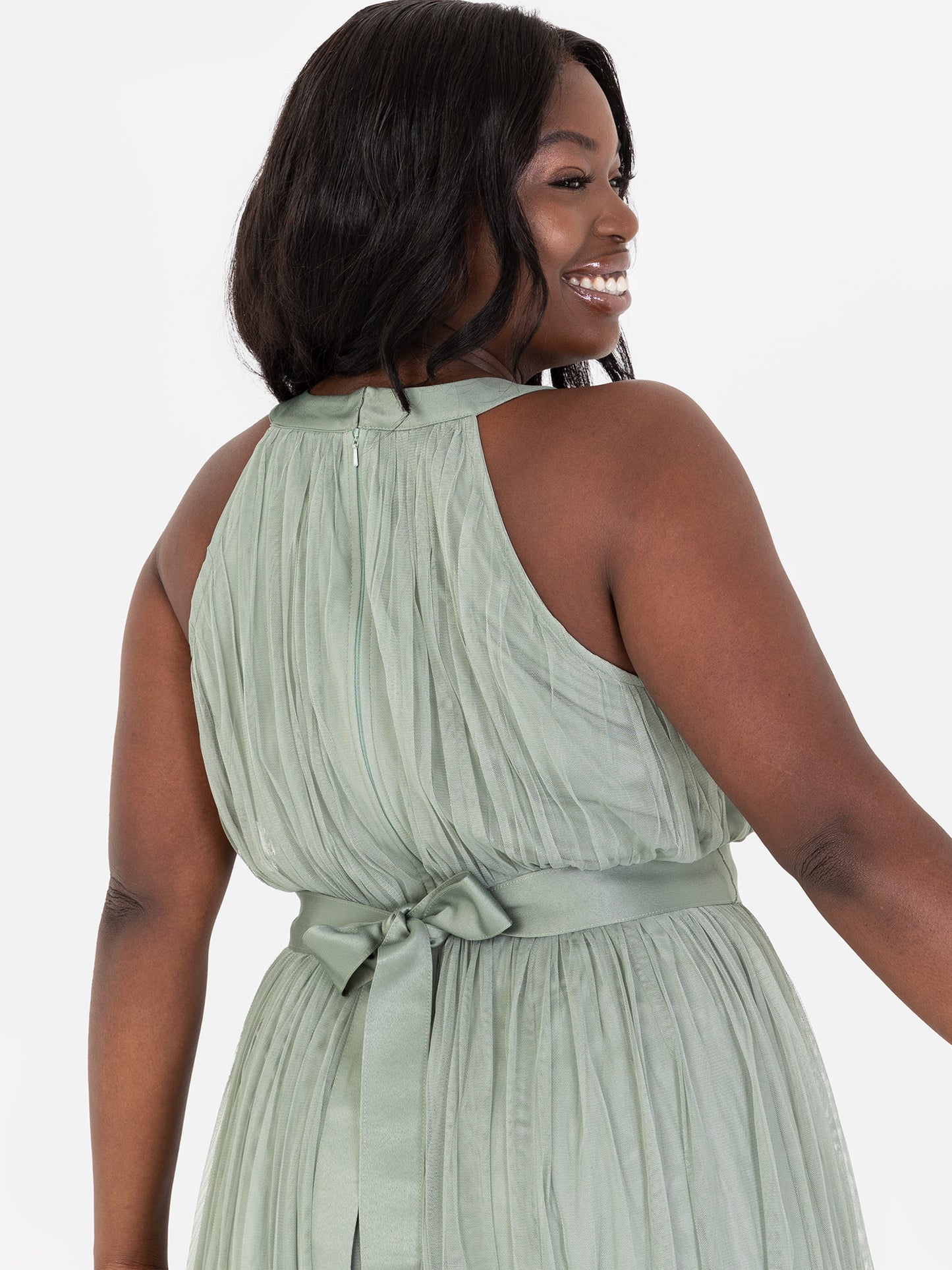 Anaya with Love Recycled Frosty Green Halter Neck Maxi Dress