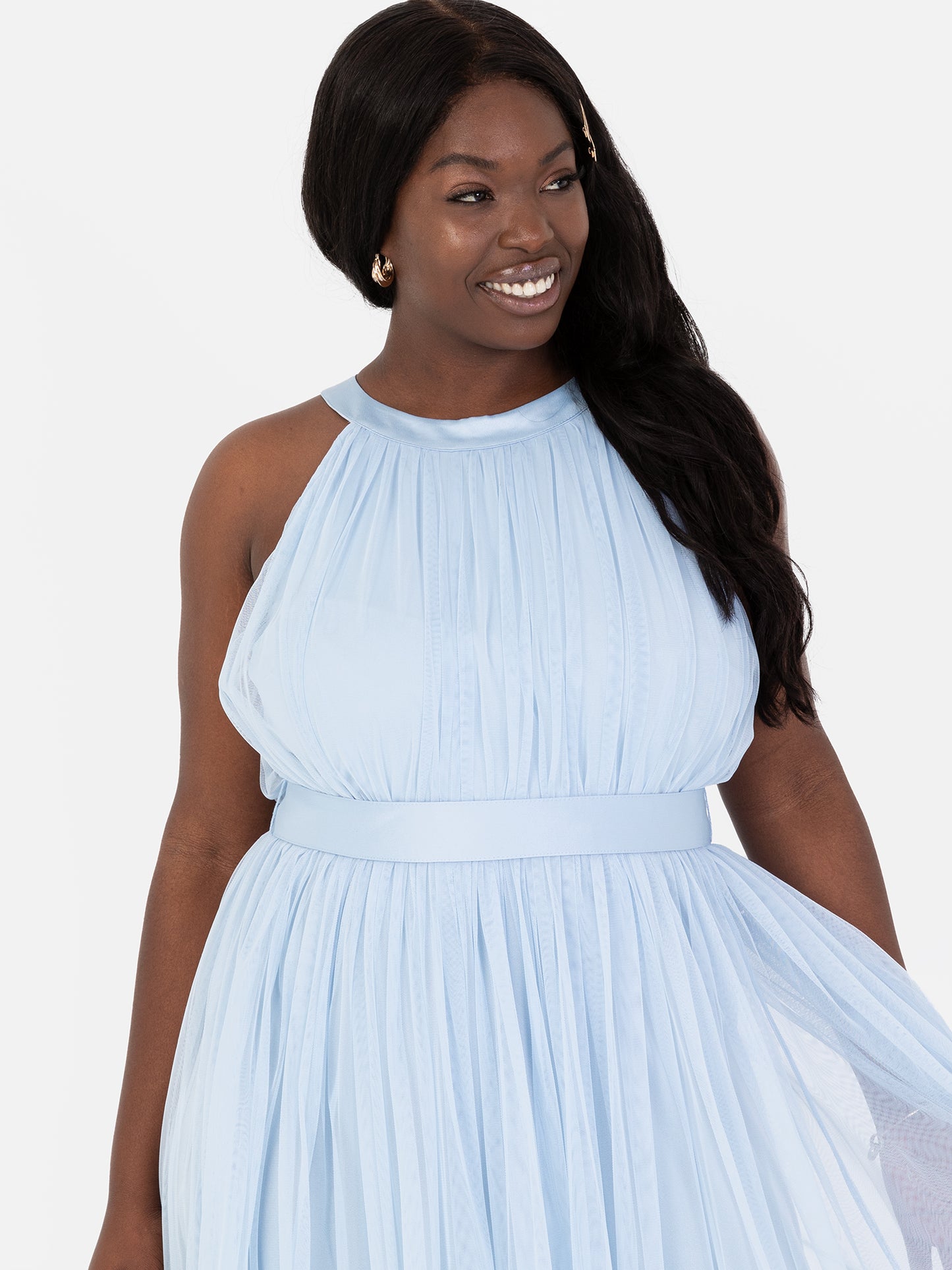 Anaya with Love Recycled Light Blue Halter Neck Maxi Dress