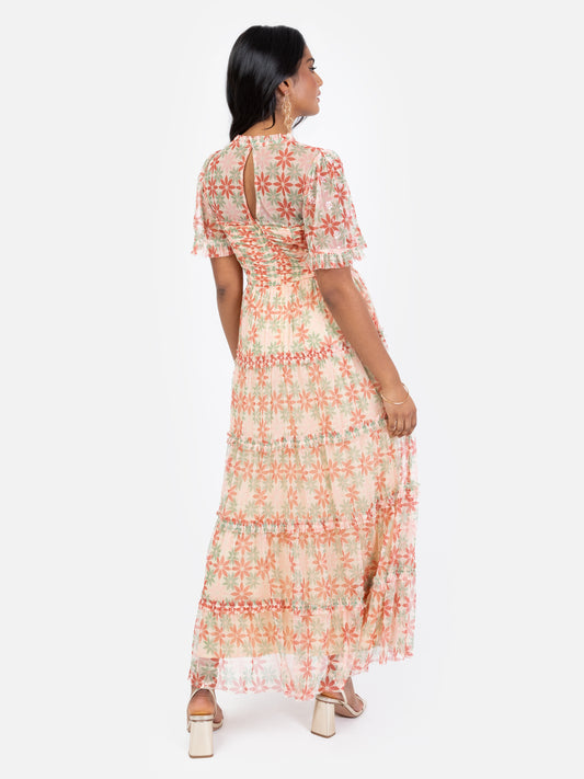 Anaya With Love Recycled Floral Print Gathered Midaxi Dress with Sequin Detail