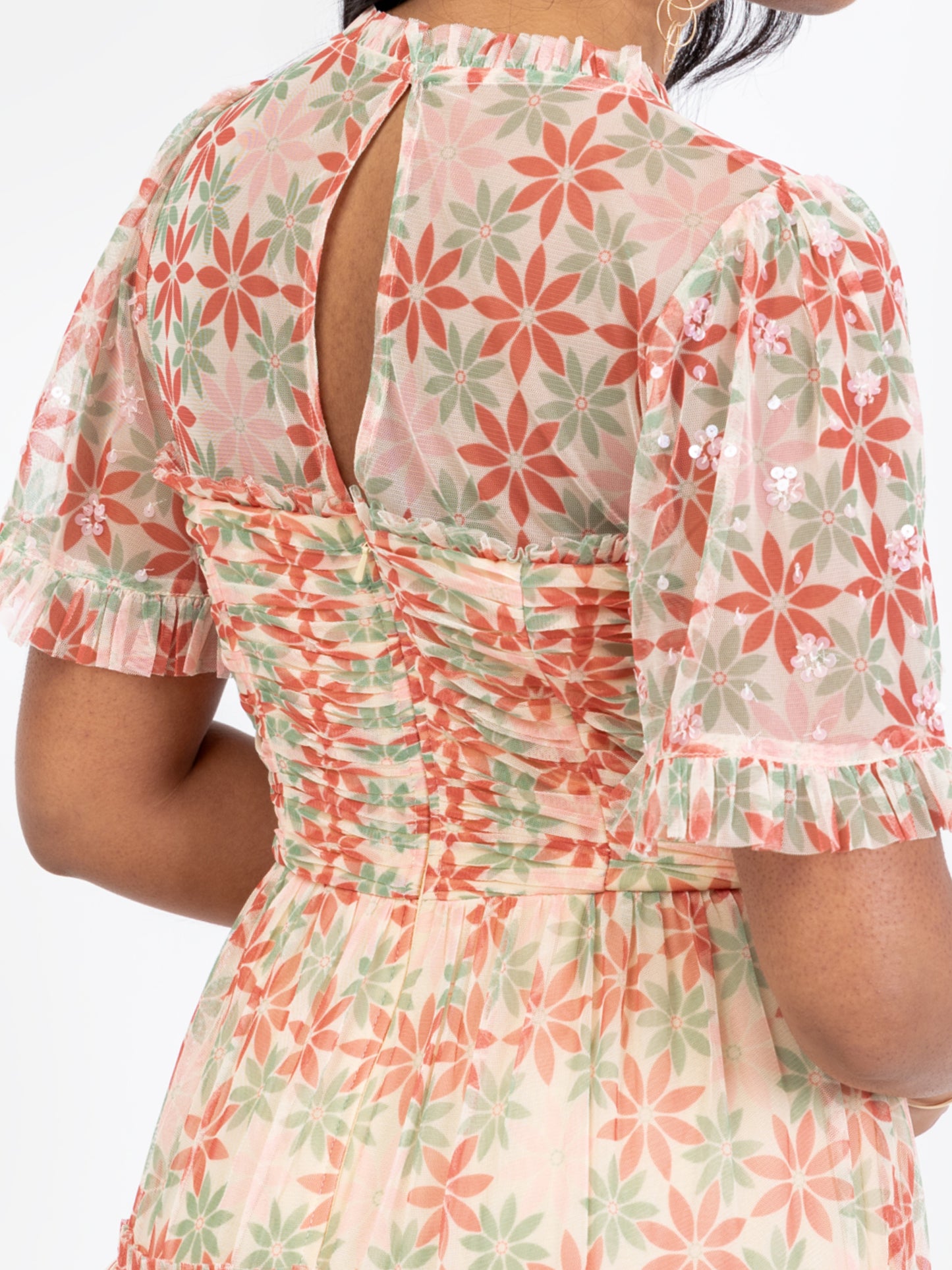 Anaya With Love Recycled Floral Print Gathered Midaxi Dress with Sequin Detail