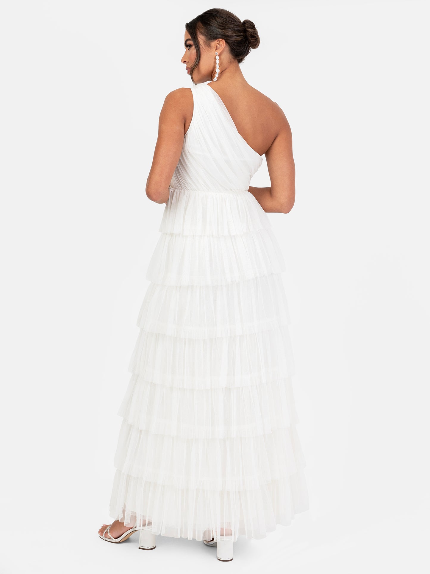 Anaya With Love Recycled White One Shoulder Ruffle Maxi Dress