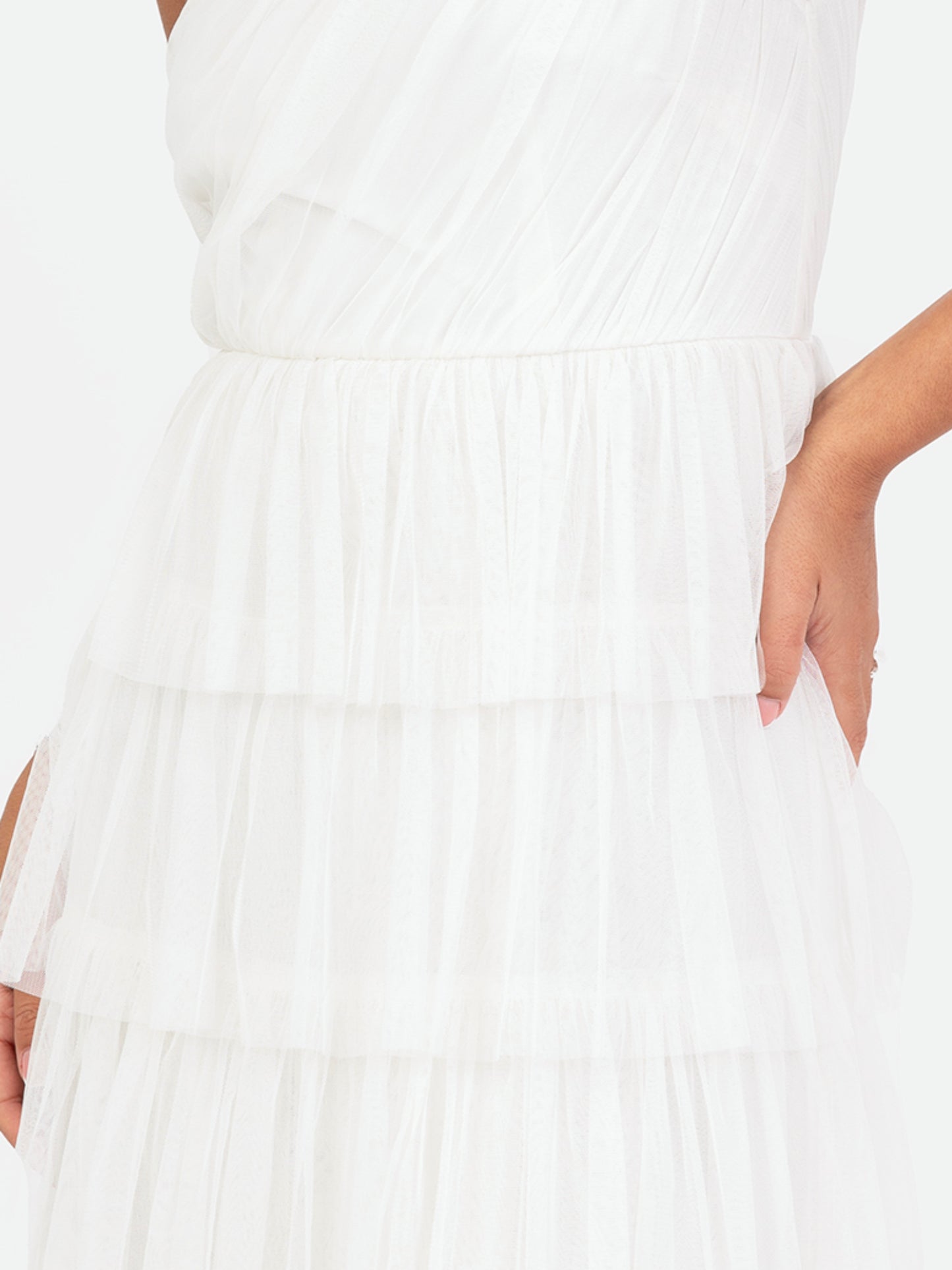 Anaya With Love Recycled White One Shoulder Ruffle Maxi Dress