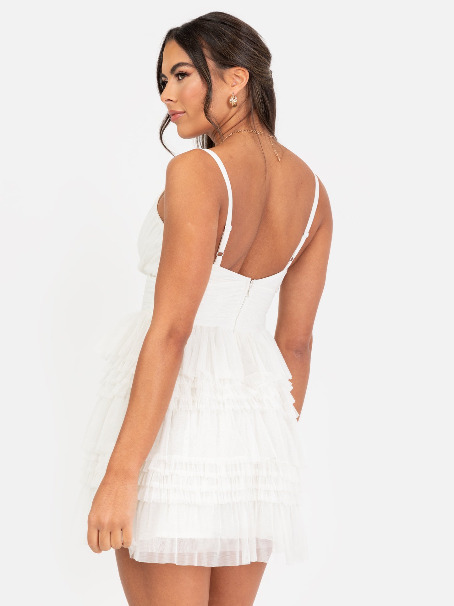 Anaya With Love Recycled White Ruffle Cami Mini Dress