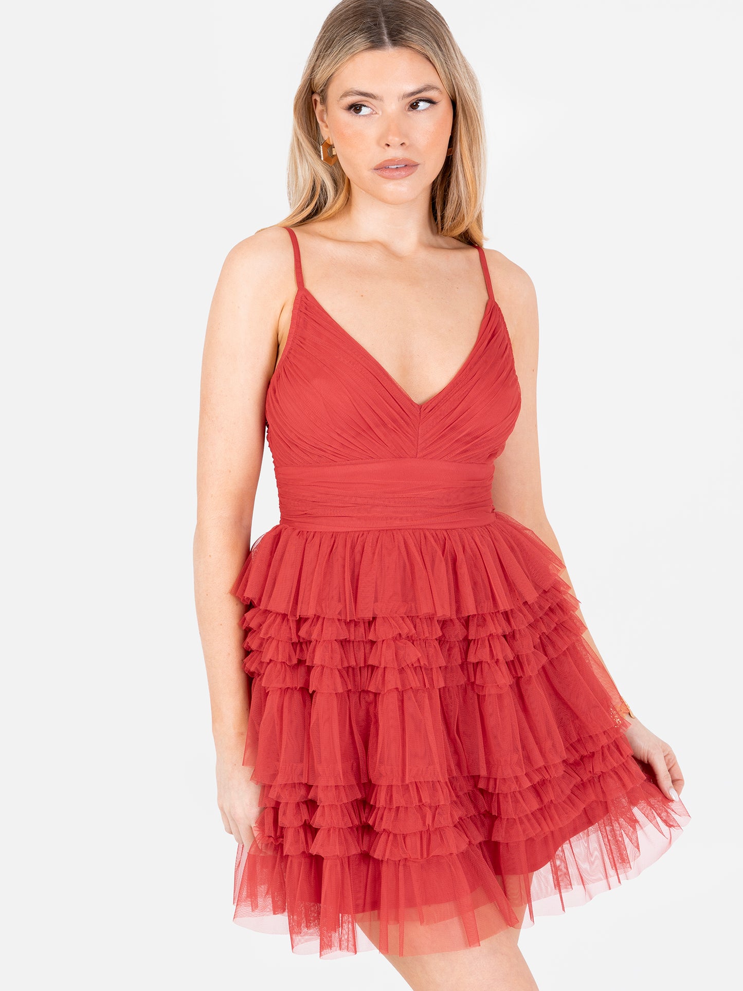 Anaya With Love Recycled Red Ruffle Cami Mini Dress