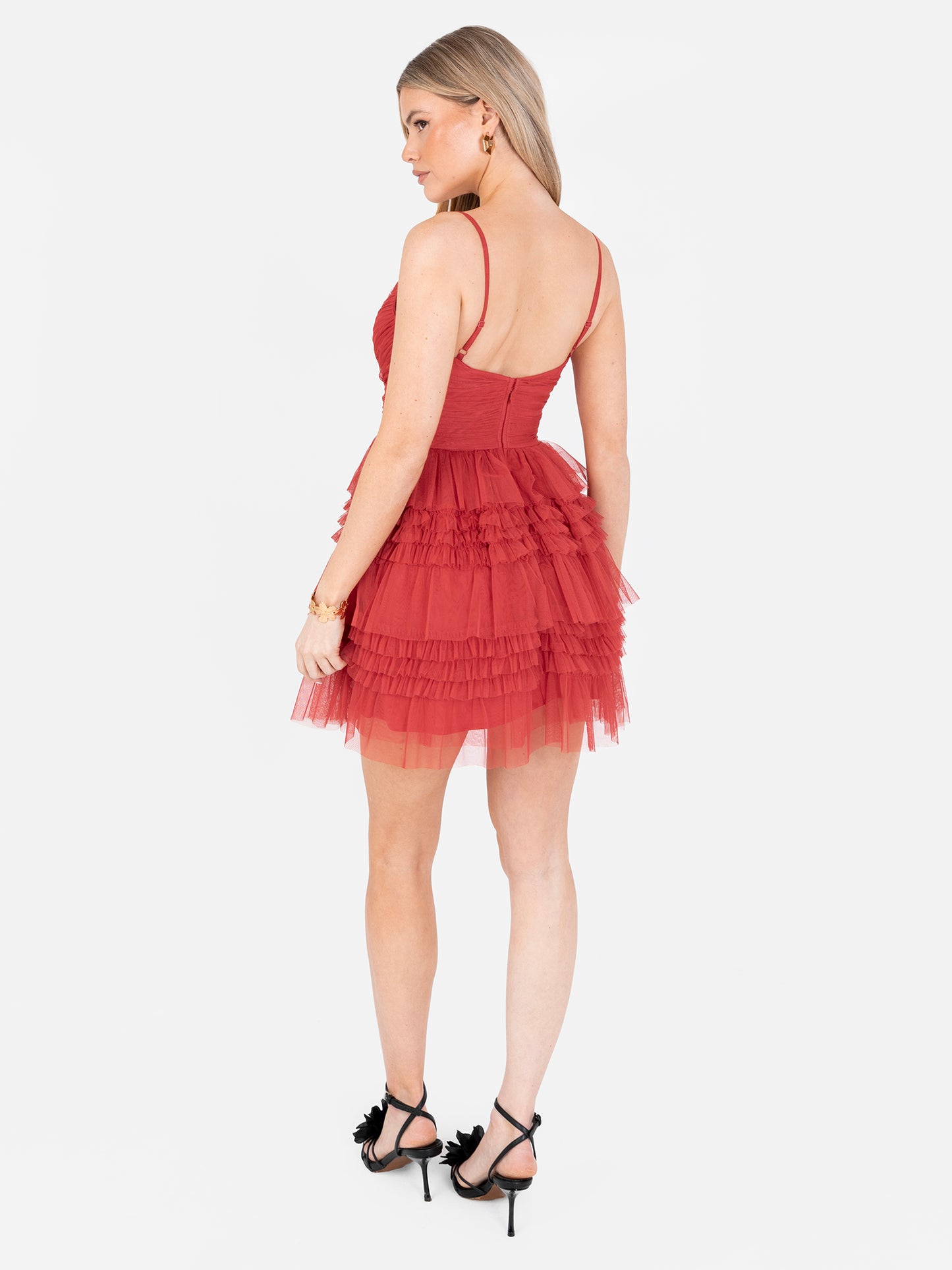 Anaya With Love Recycled Red Ruffle Cami Mini Dress