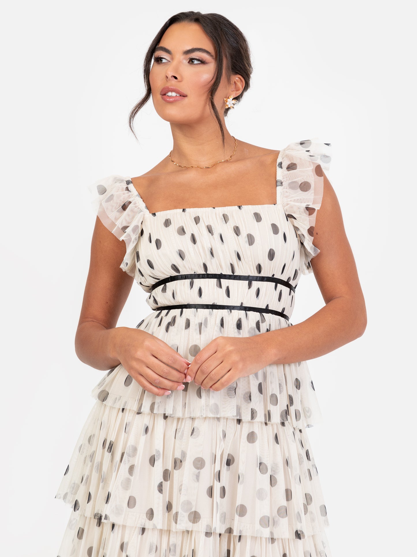 Anaya With Love Recycled Polka Dot Tiered Midaxi Dress