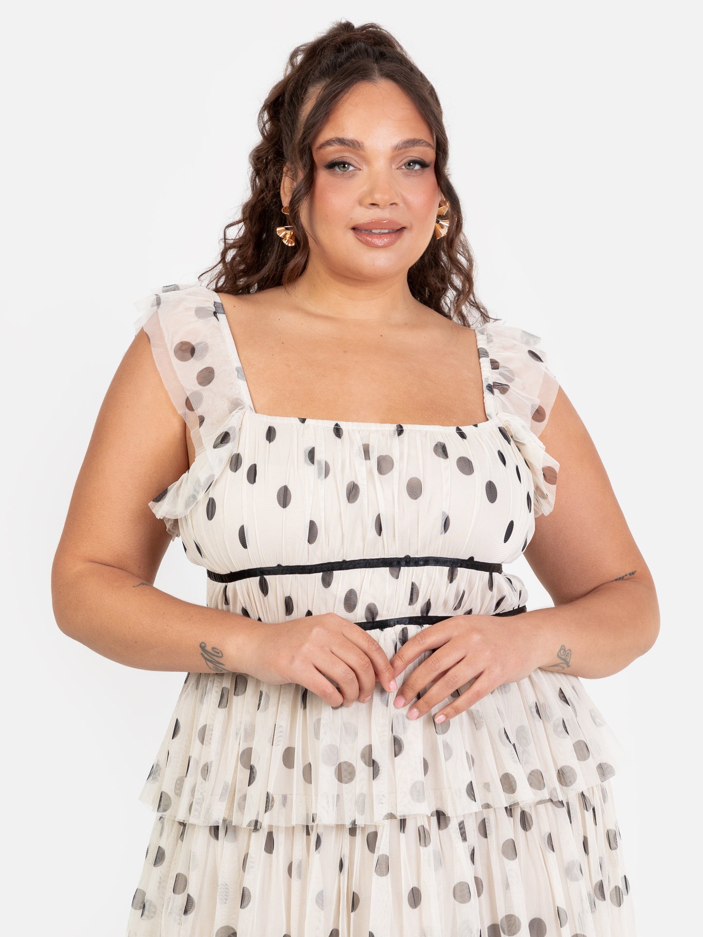 Anaya With Love Recycled Polka Dot Tiered Midaxi Dress