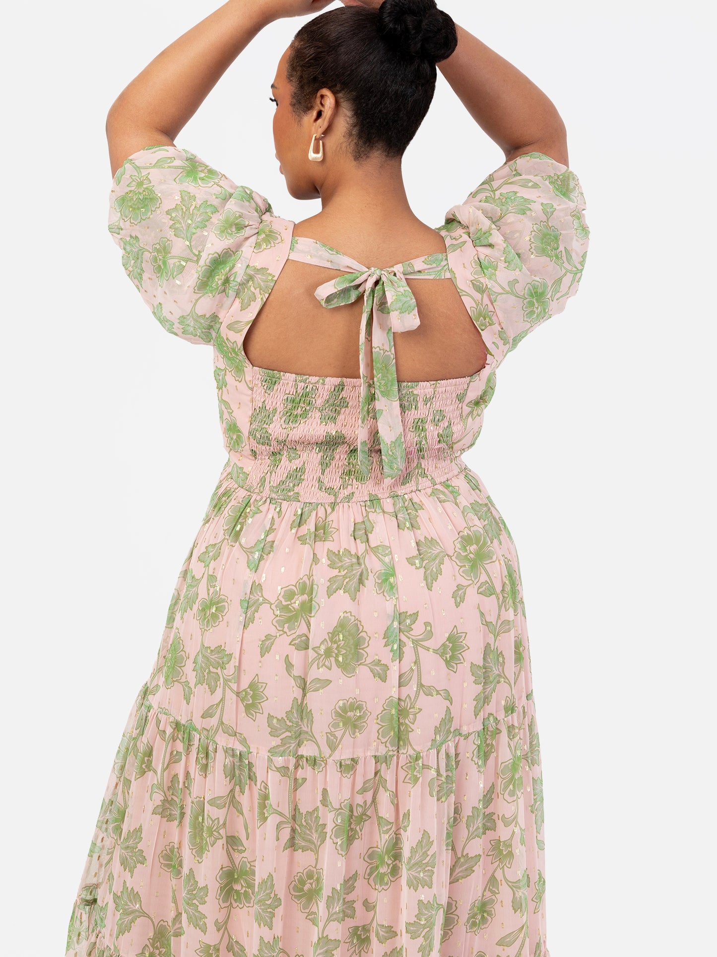 Anaya With Love Floral Print Sweetheart Neck Midaxi Dress with Self-Tie Open Back